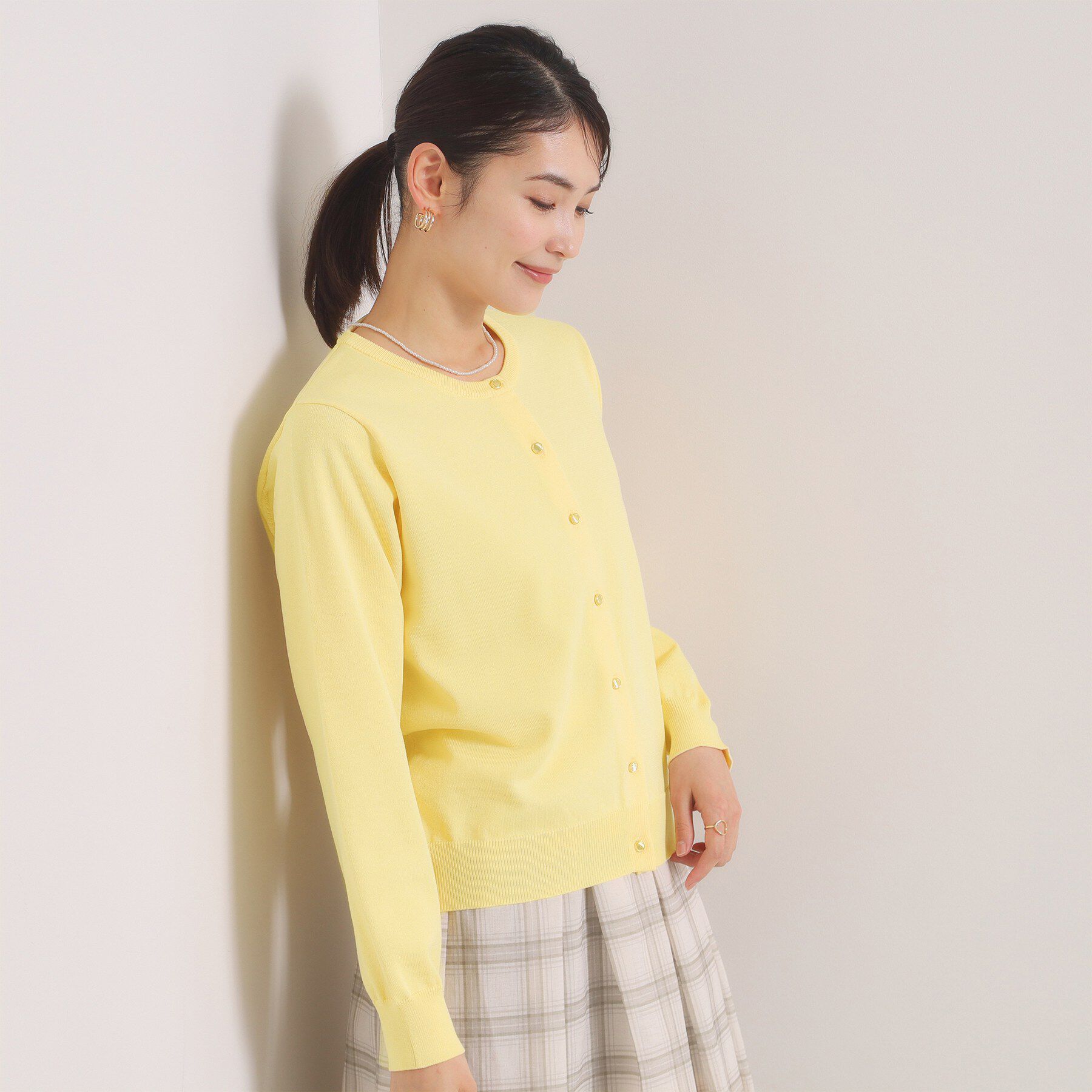 ITS&rsquo;DEMO「【縮みに強い／毛玉防止／洗濯機OK】タフニットクルーカーディガン」|カーディガン|