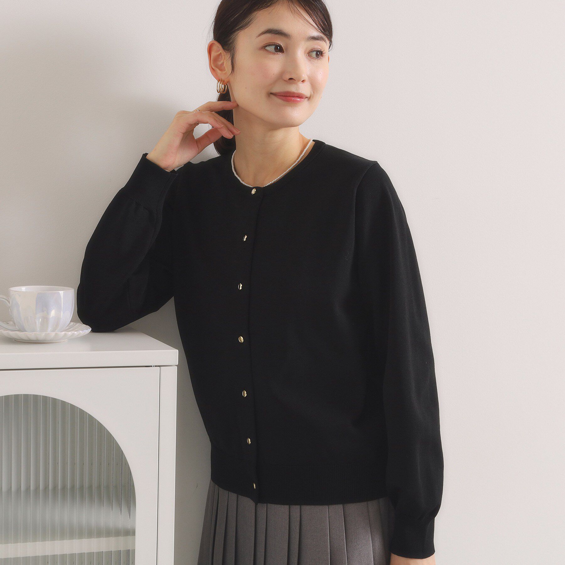 ITS&rsquo;DEMO「【縮みに強い／毛玉防止／洗濯機OK】タフニットクルーカーディガン」|カーディガン|