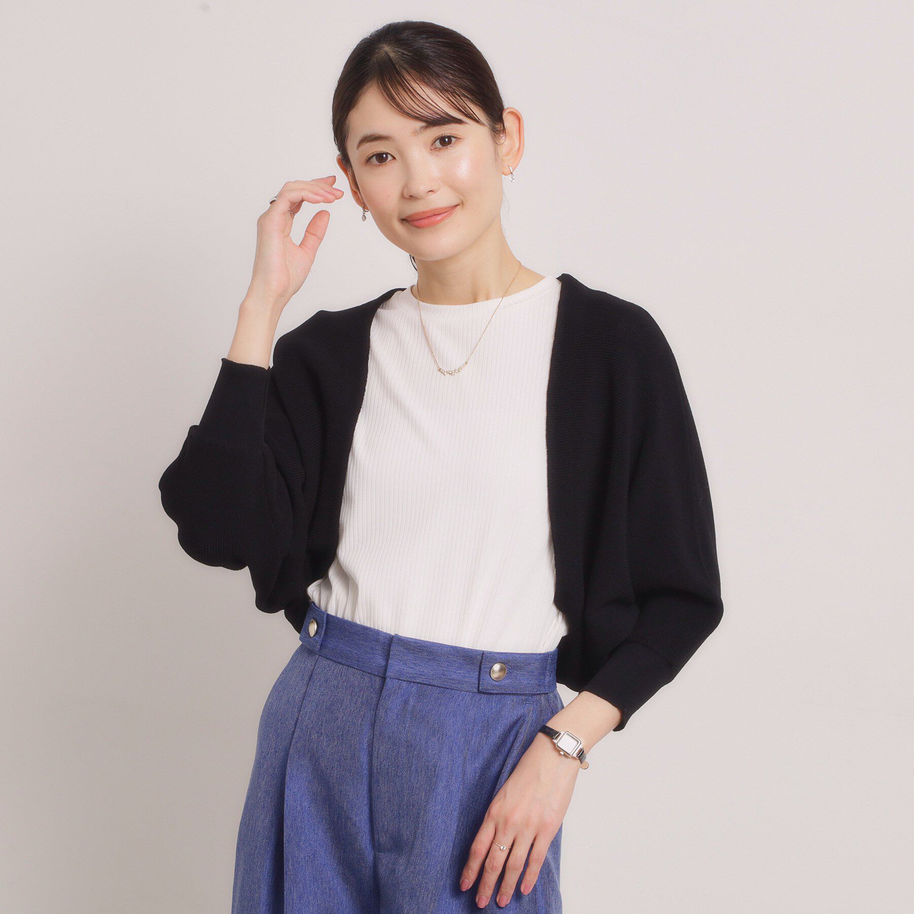 ITS&rsquo;DEMO「【UVケア／毛玉防止／手洗い可】ニットボレロ」|カーディガン|ブラック(019)