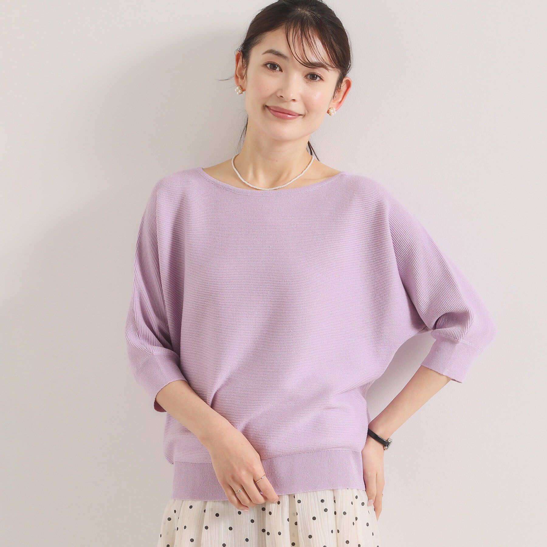 ITS&rsquo;DEMO「【手洗い可】ラメガーターニット」|ニット・セーター|ラベンダー(080)