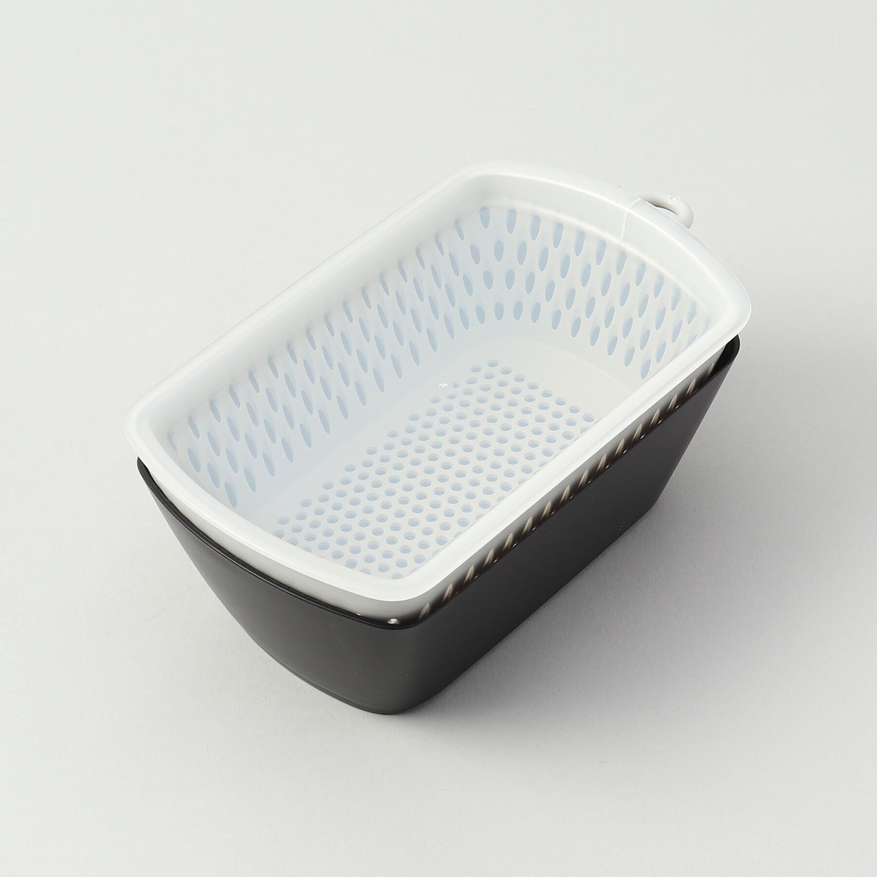 212 KITCHEN STORE「フタ付き チリトリ ザルボウル カク BK」|食器・キッチングッズ|