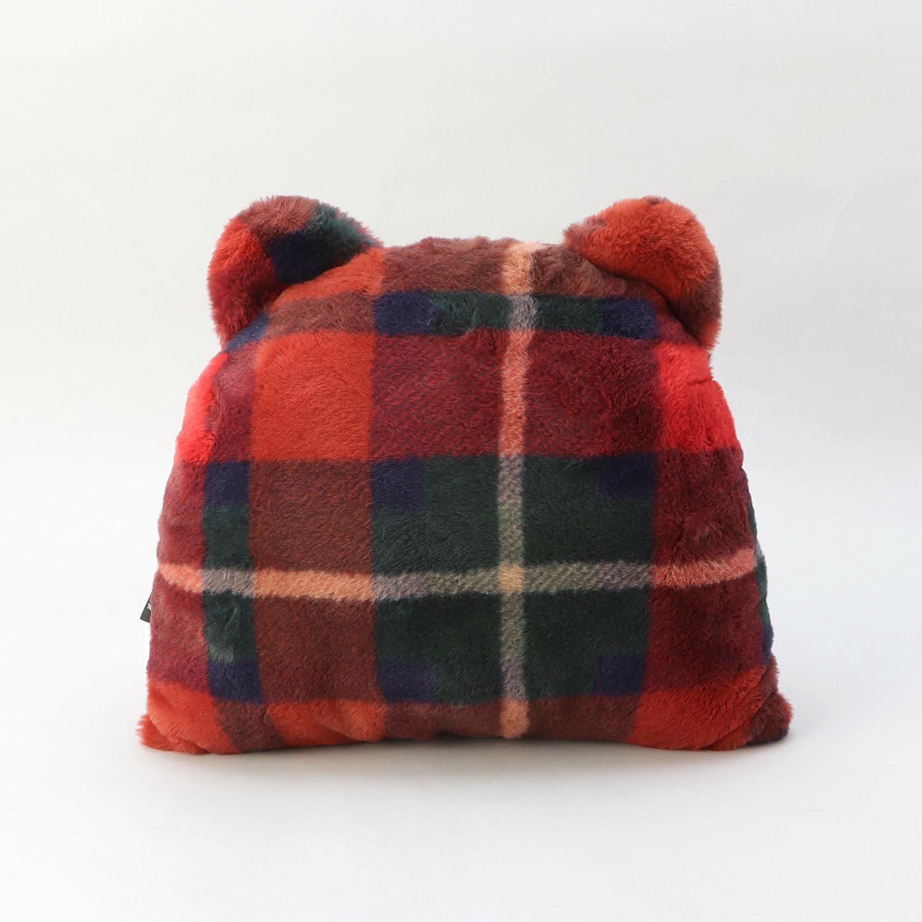 212 KITCHEN STORE「チェックファー ベアクッション レッド」|クッション・クッションカバー|その他