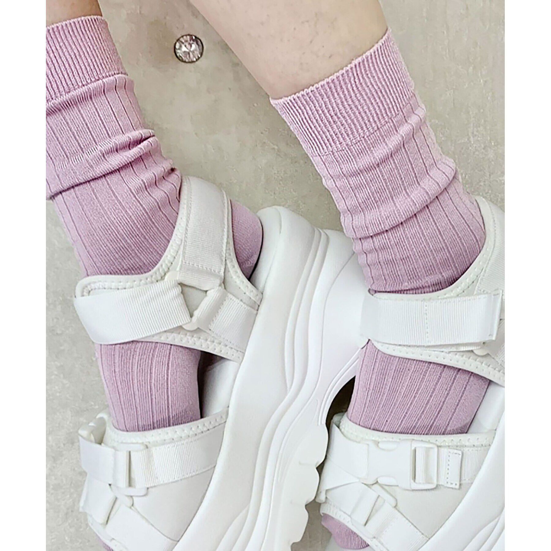 Doll Kiss「15色展開リブ無地クルーソックス　靴下」|ソックス|