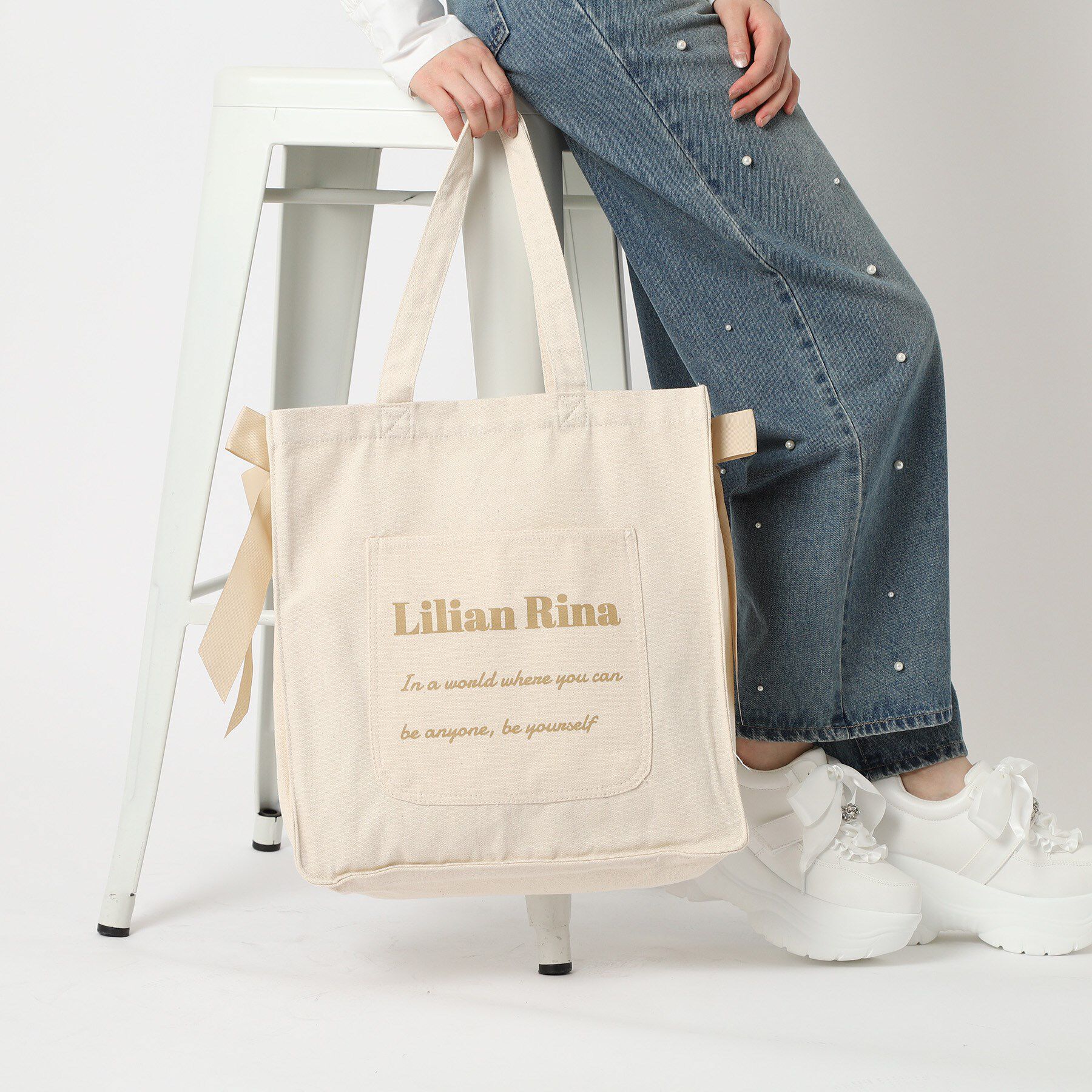 Ober Tashe「【新生活・新学期】推し活にもぴったり！リリアンリーナサイドリボントートバッグ」|トートバッグ|