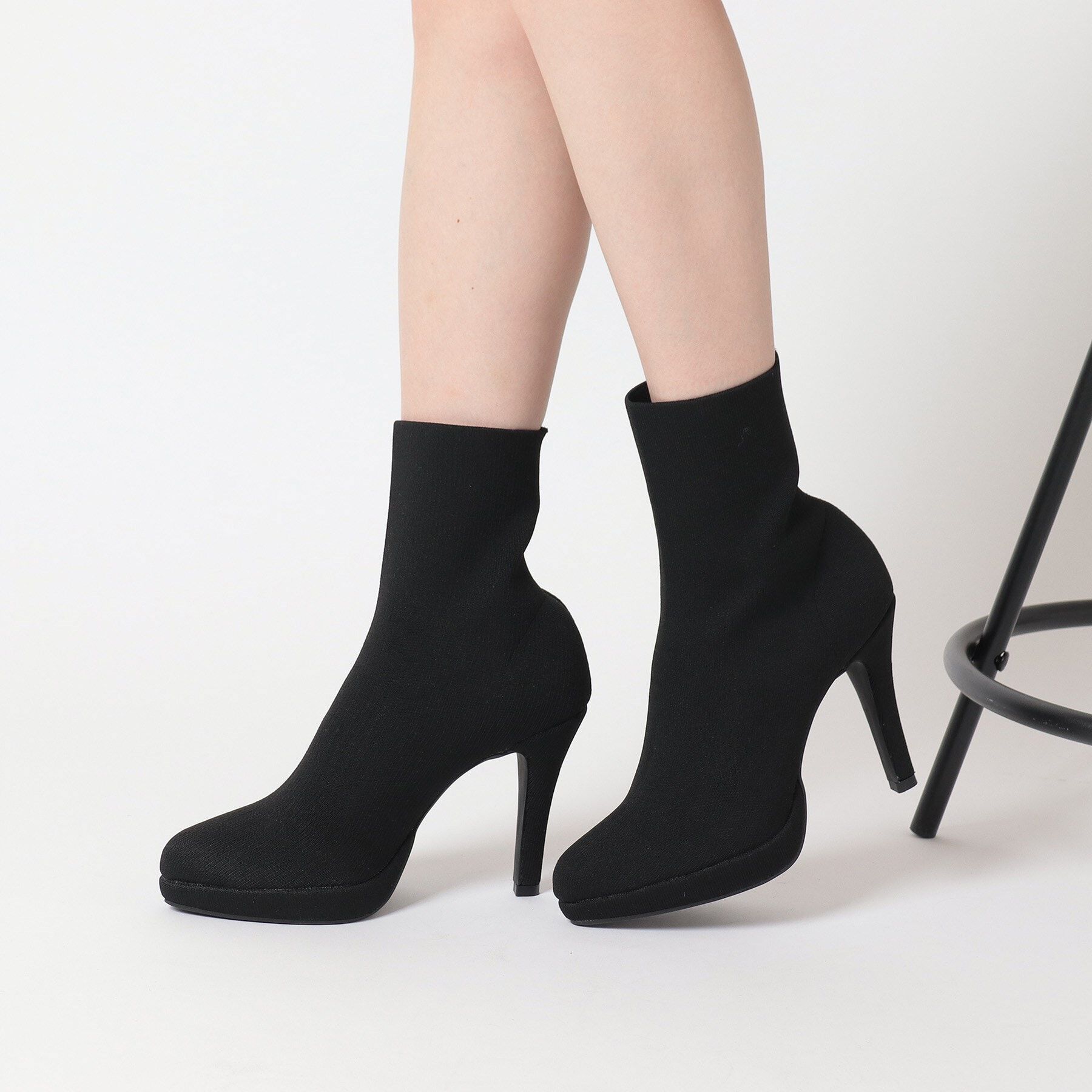 ESPERANZA「アーモンドトゥヒールストレッチニットショートブーツ 24SS」|ショートブーツ|