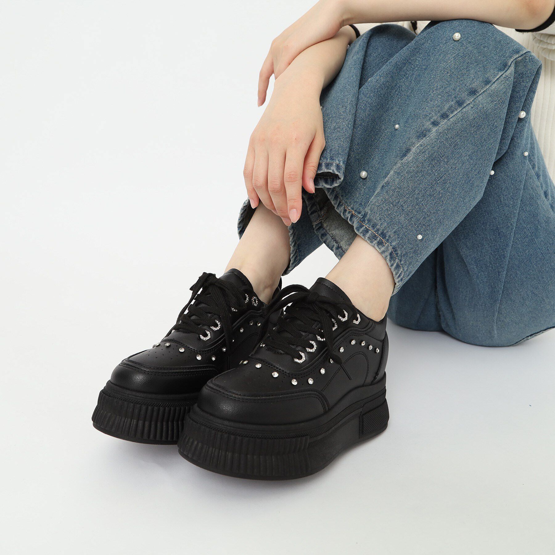 csT&P「軽量厚底インヒールラインストーン付スニーカー」|スニーカー|