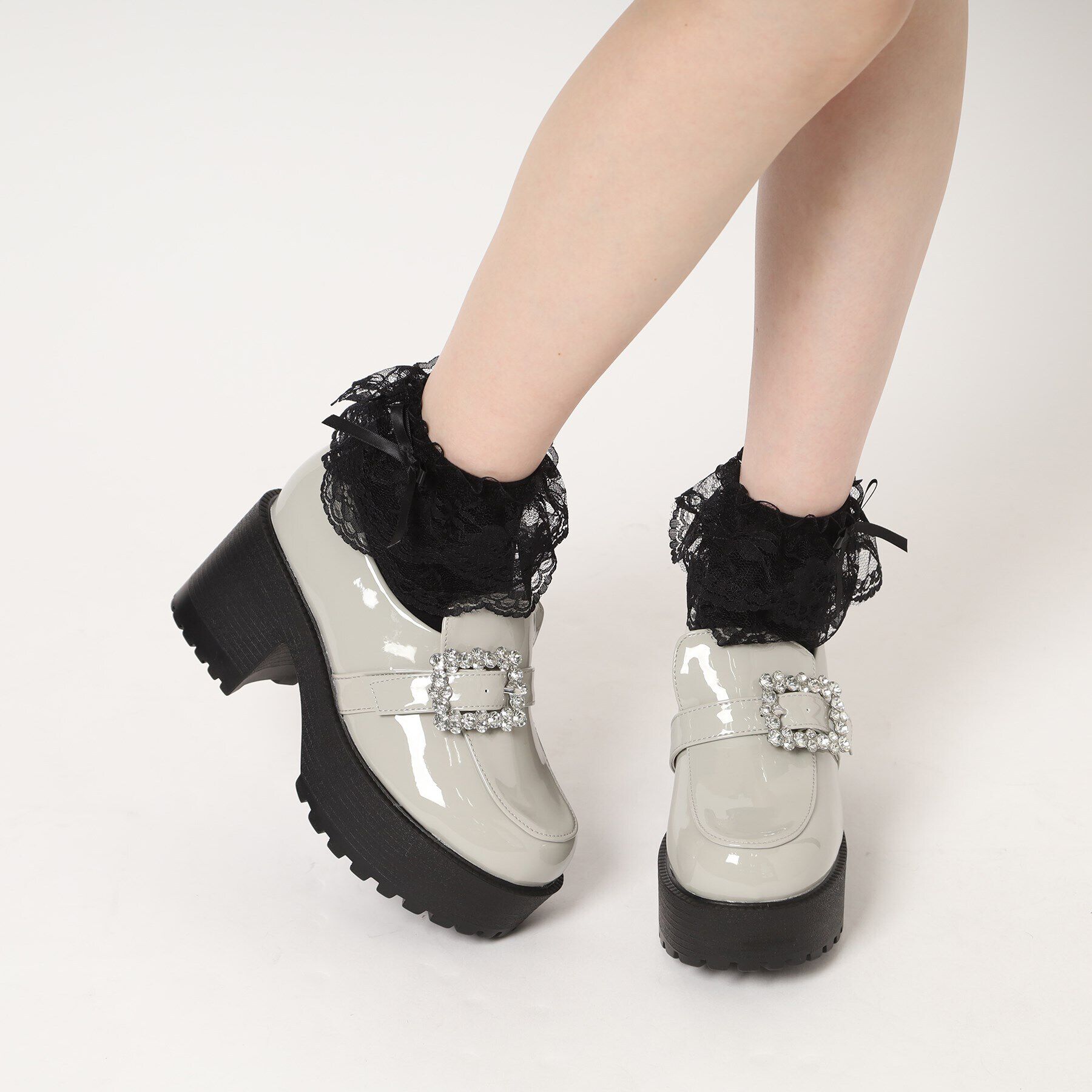 csT&P「厚底キラキラストーンバックル ローファーパンプス」|パンプス|