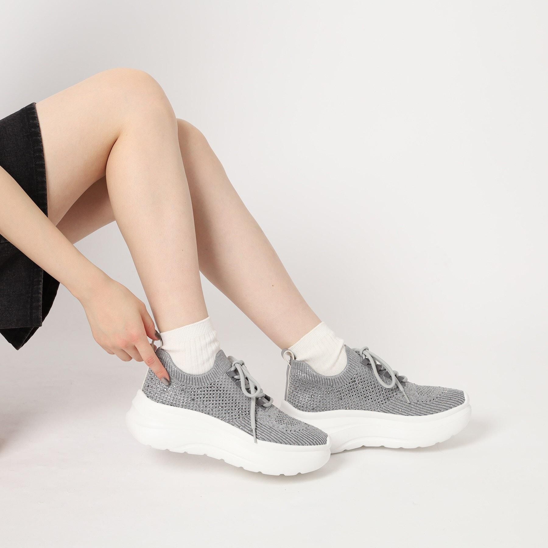 ESPERANZA「ラインストーンニットスニーカー」|スニーカー|シルバー(208)