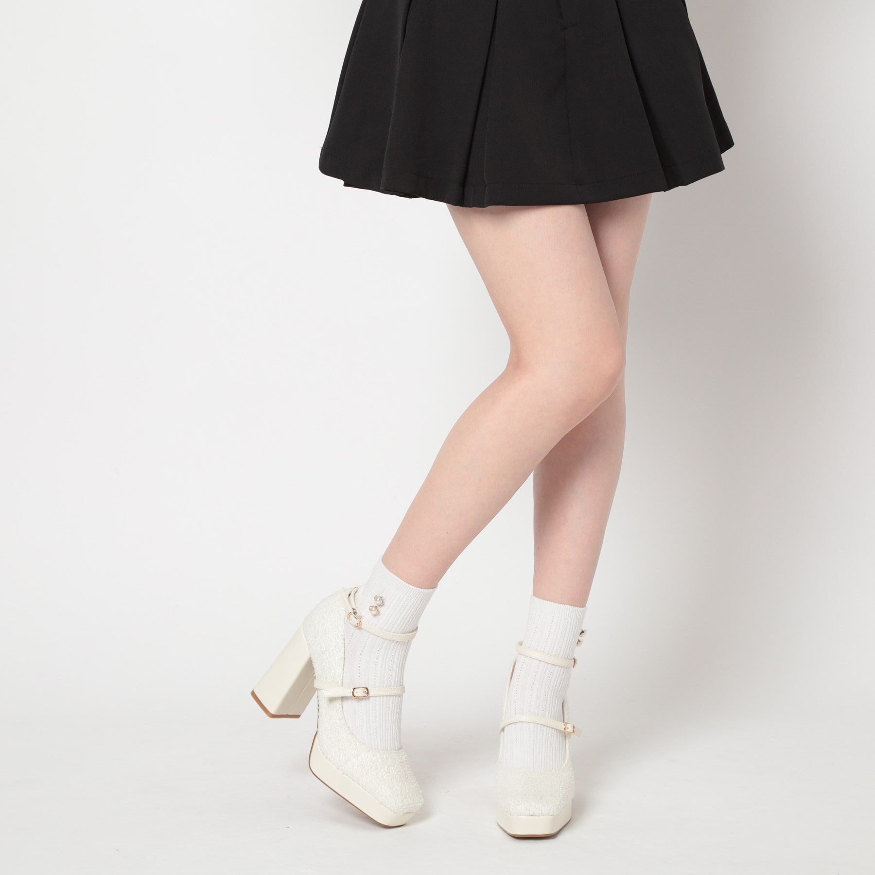 ESPERANZA「スクエアトゥダブルストラップ厚底パンプス 結婚式二次会 パーティー 25SS」|パンプス|