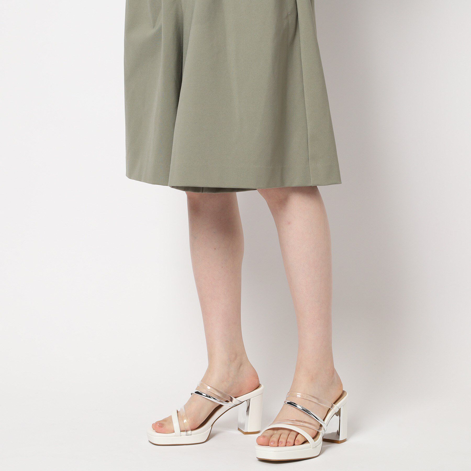 ESPERANZA「クリア&times;メタリックラインコンビヒールサンダル」|サンダル|