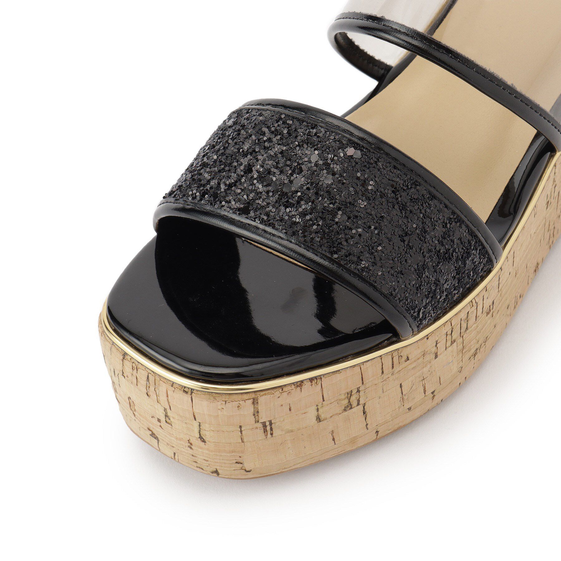 ESPERANZA「グリッター&times;クリアベルト 厚底コルクサンダル」|サンダル|