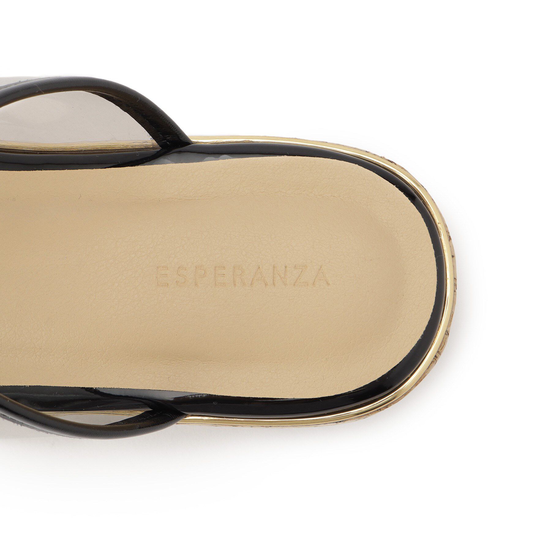 ESPERANZA「グリッター&times;クリアベルト 厚底コルクサンダル」|サンダル|