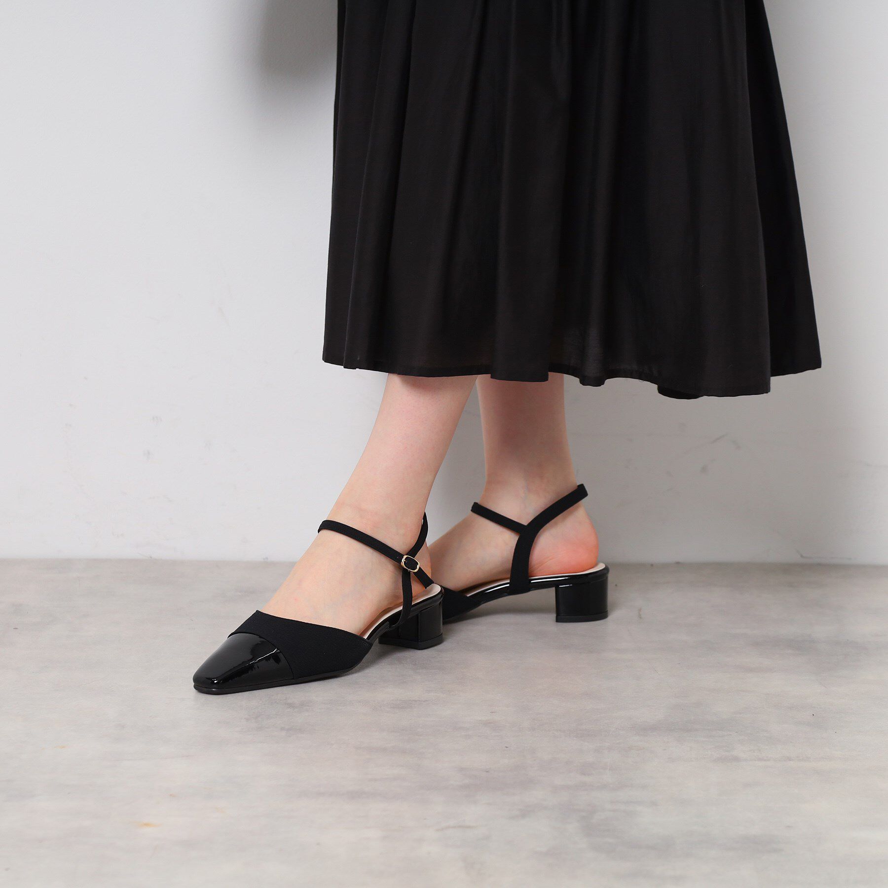 ESPERANZA「エナメル&times;ツイードストラップパンプス」|サンダル|