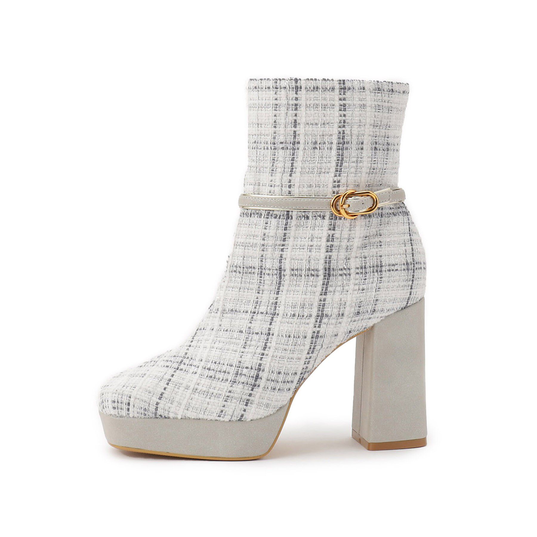 ESPERANZA「【EC先行販売】スクエアツイードショートブーツ」|ショートブーツ|