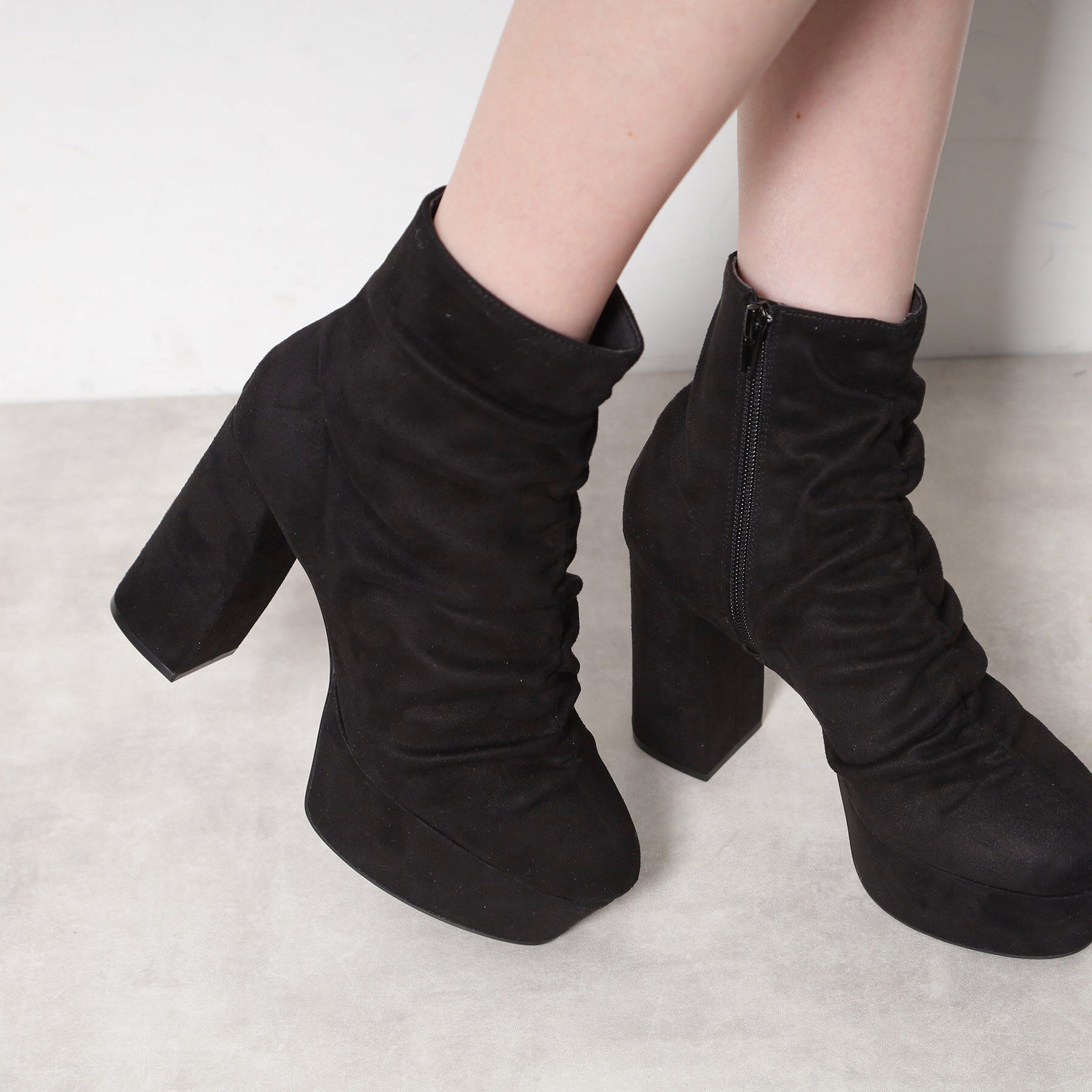 ESPERANZA「【EC先行販売】【ラク盛り／ショートブーツ】リピーター続出／脚長美脚 厚底シャーリングブーツ」|ショートブーツ|