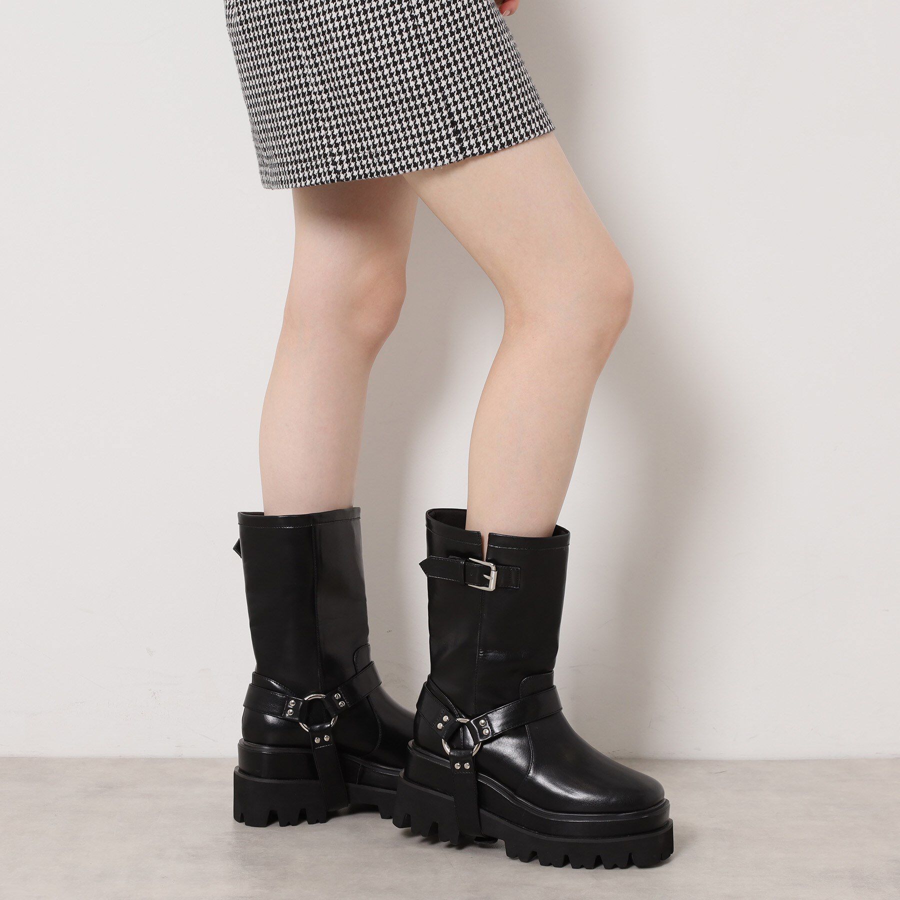 ESPERANZA「ダブルトラックソールエンジニアブーツ」|ショートブーツ|ブラック(019)