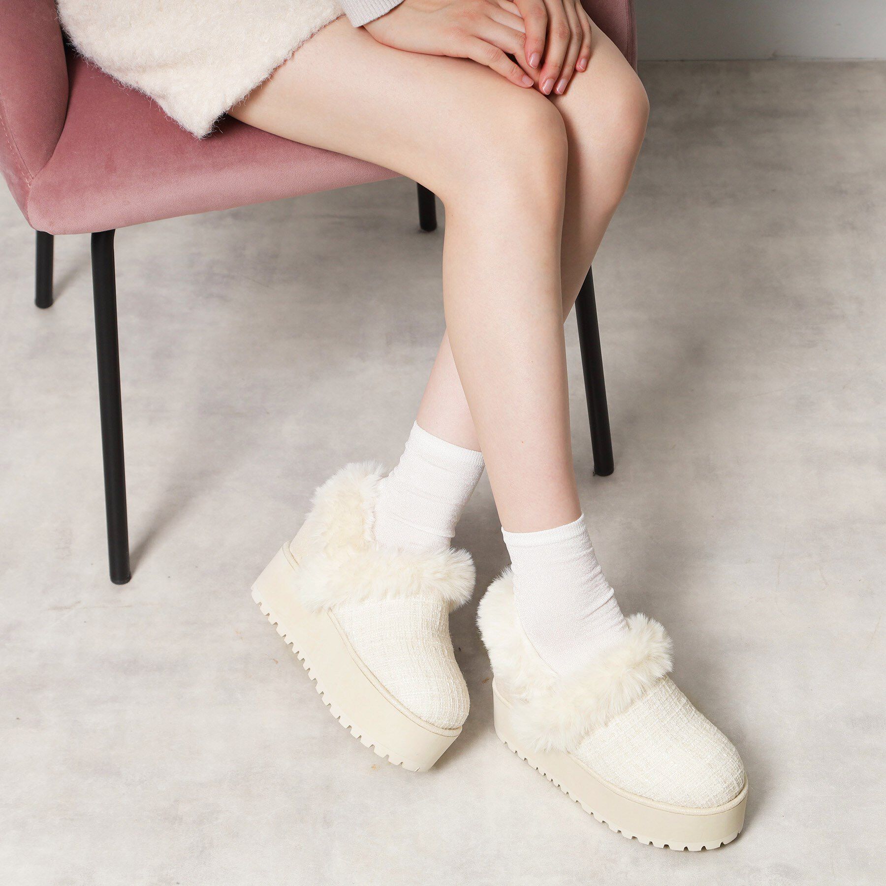 ESPERANZA「厚底2WAYフェイクムートンサボ」|ショートブーツ|