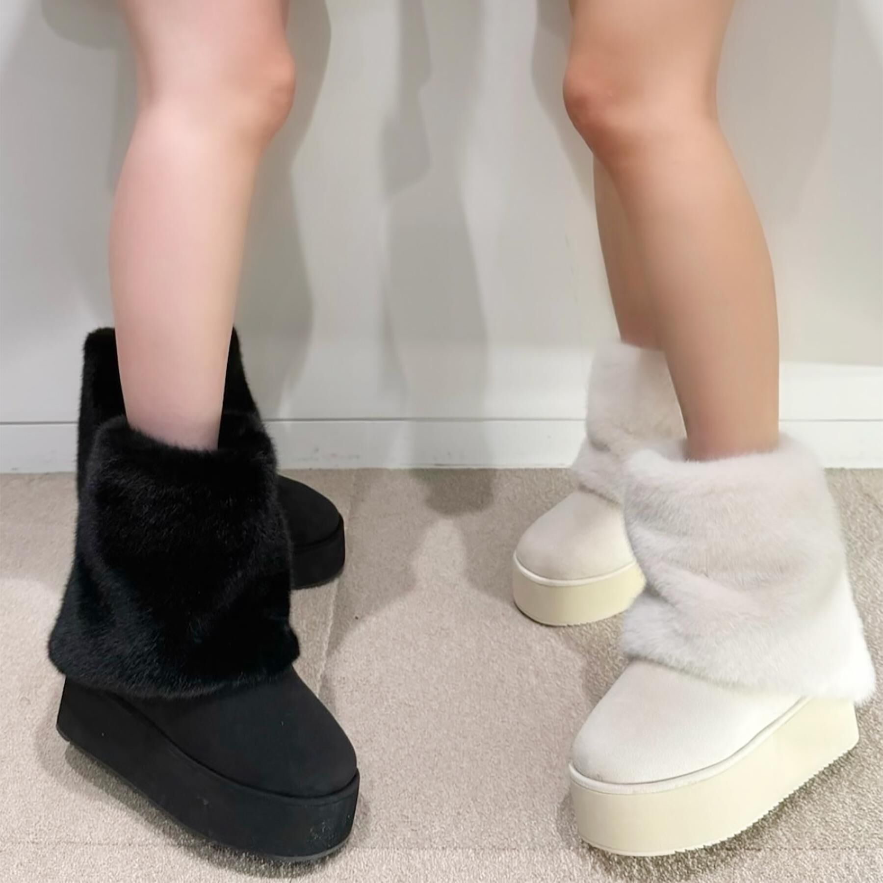 ESPERANZA「【EC先行販売】フェイクファー付き2WAYムートン調ブーツ」|ショートブーツ|