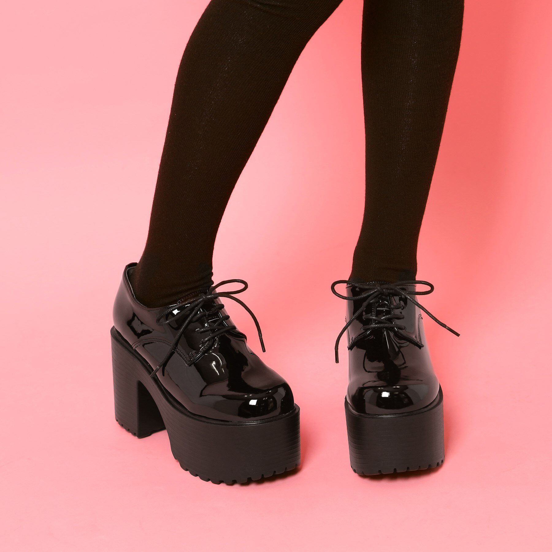 csT&P「厚底レースアップマニッシュパンプス」|パンプス|ブラック(219)