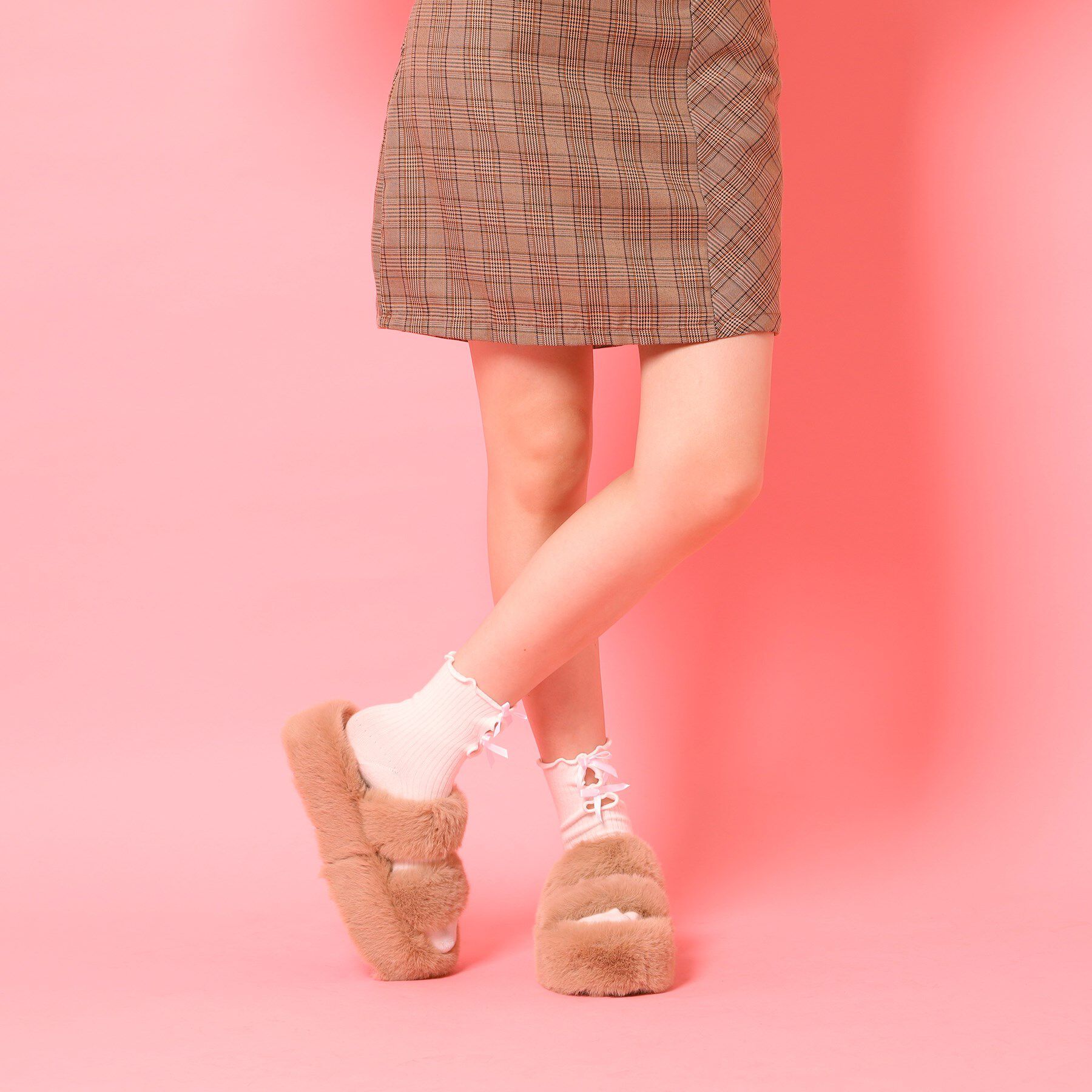 csT&P「厚底フェイクファーサンダル」|サンダル|