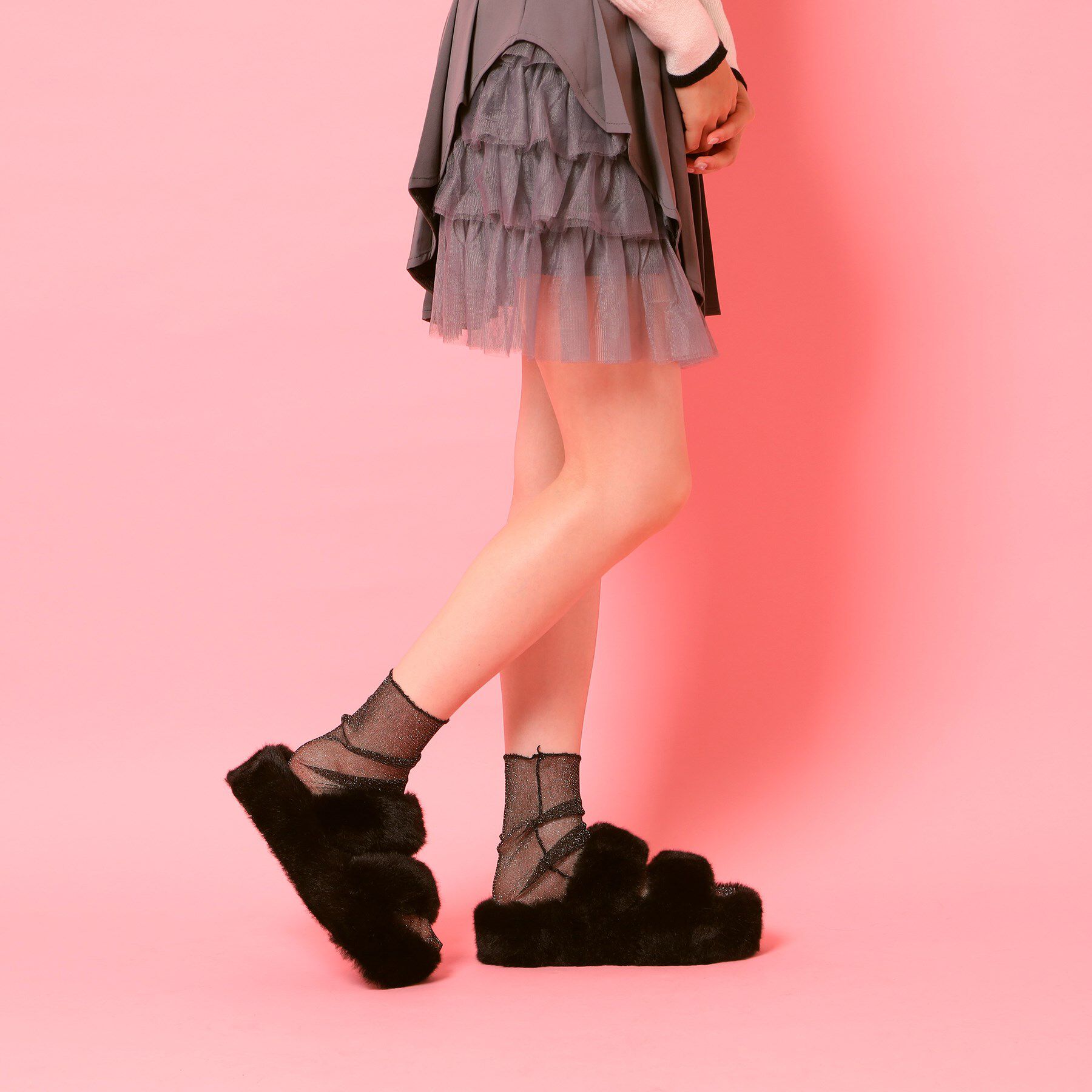 csT&P「厚底フェイクファーサンダル」|サンダル|