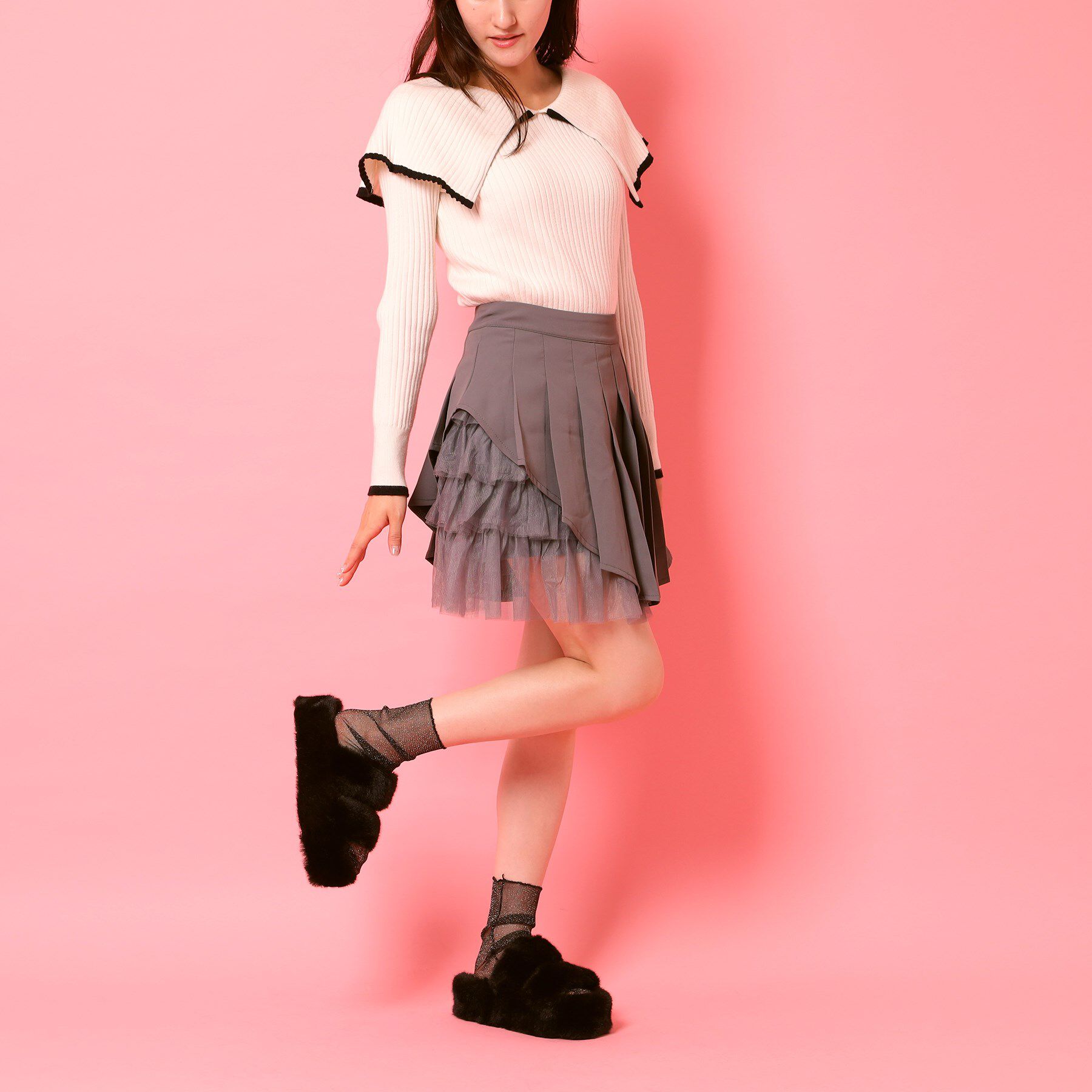 csT&P「厚底フェイクファーサンダル」|サンダル|