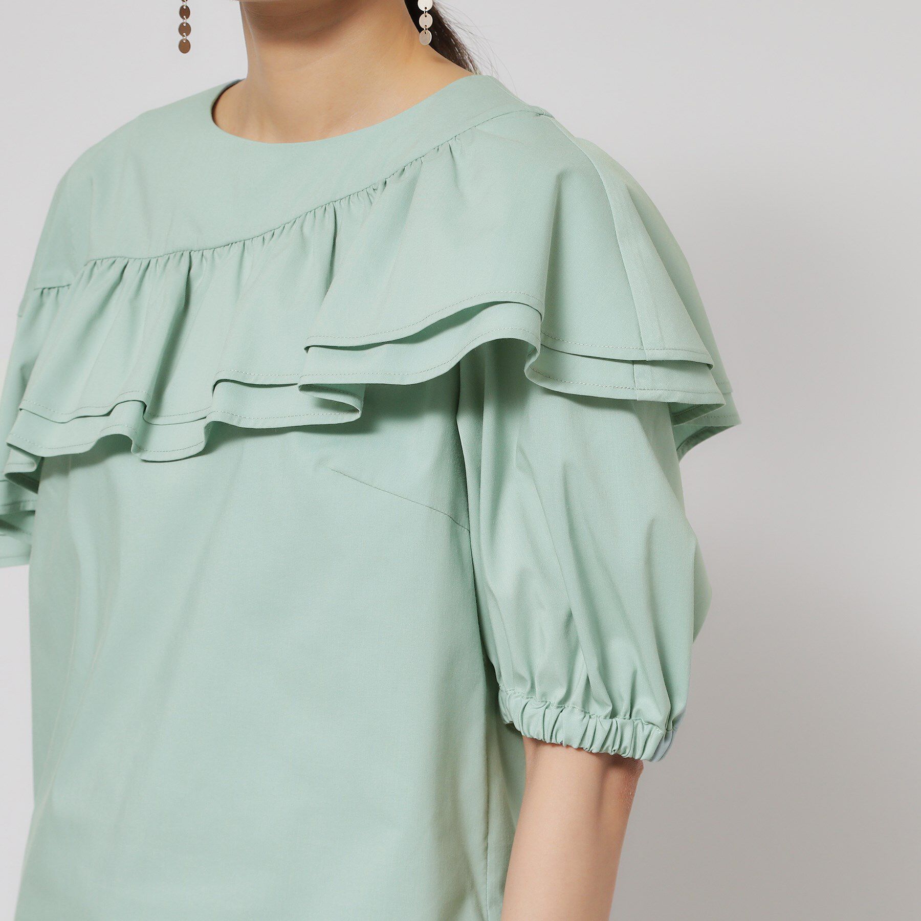 SunaUna「【洗える】アシメフリルブラウス」|シャツ・ブラウス|