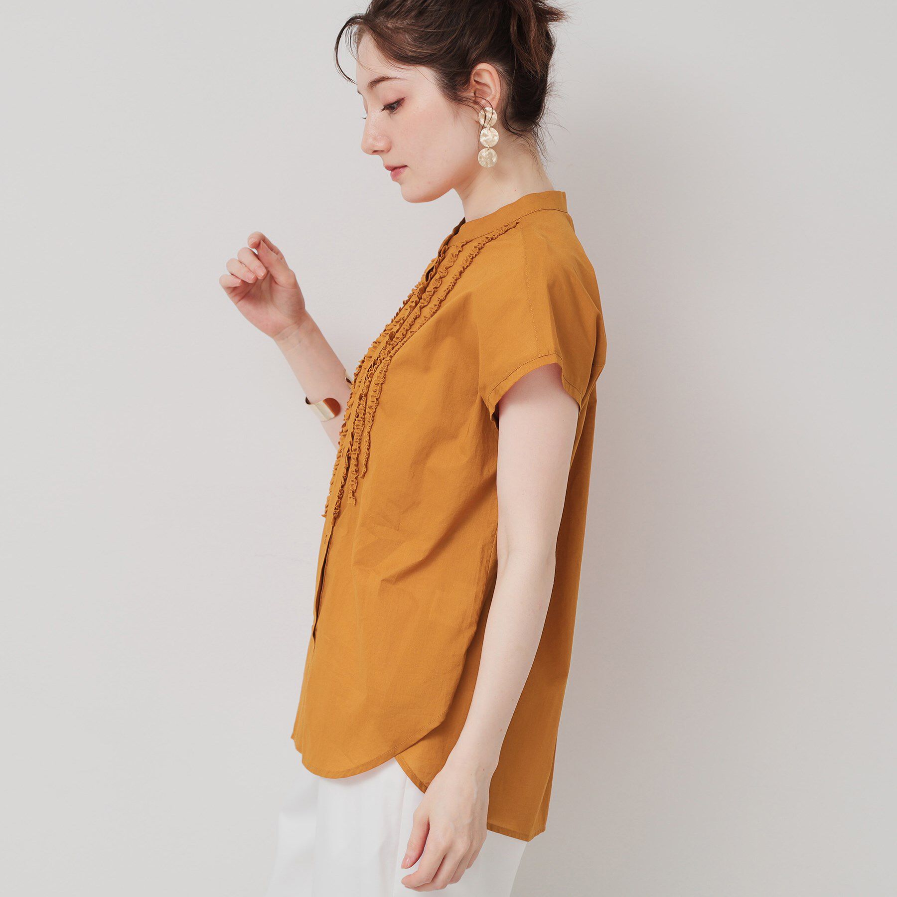 SunaUna「【コンパクトフリル／3色展開】フレンチスリーブブラウス」|シャツ・ブラウス|