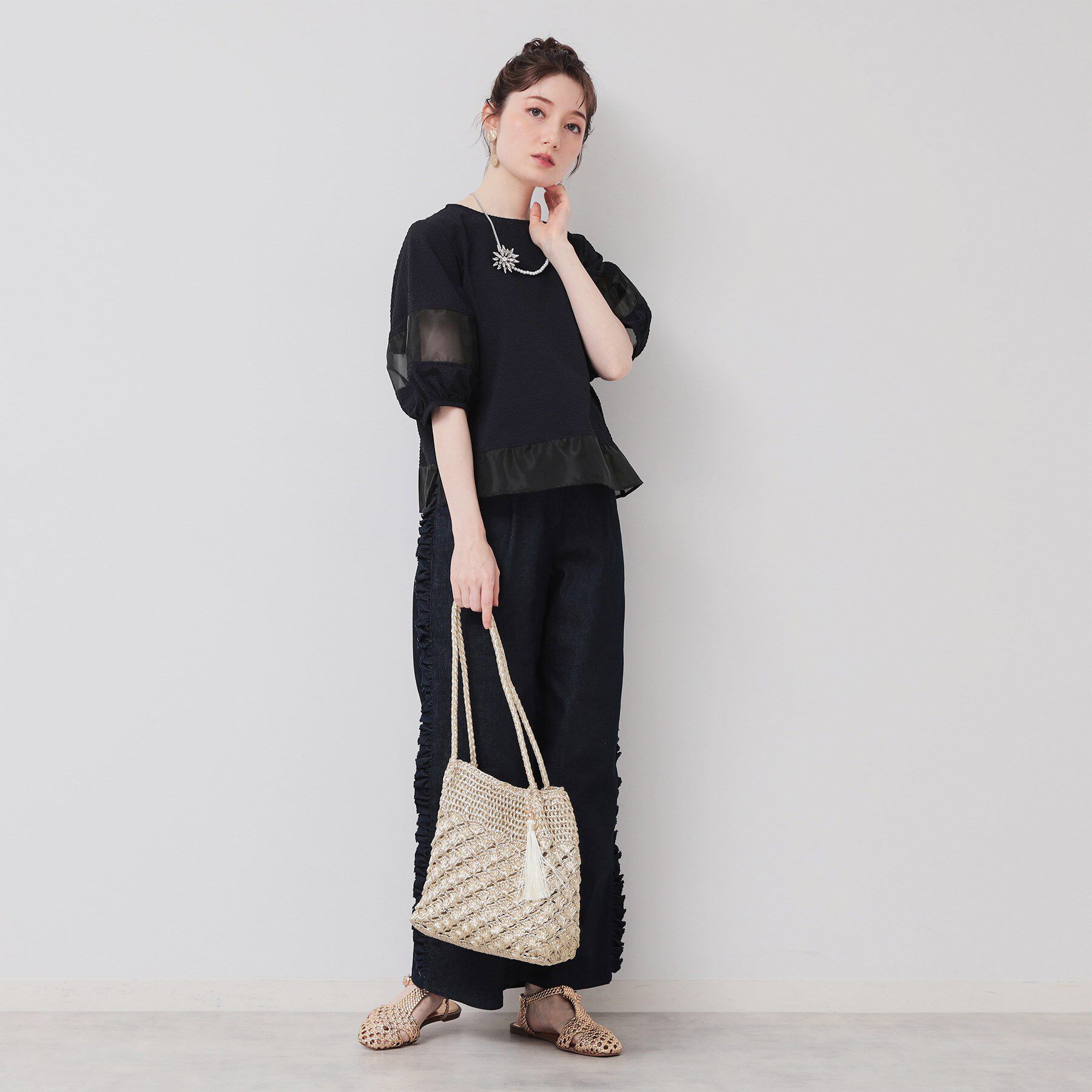 SunaUna「【5分袖】ボリュームパフスリーブトップス」|シャツ・ブラウス|