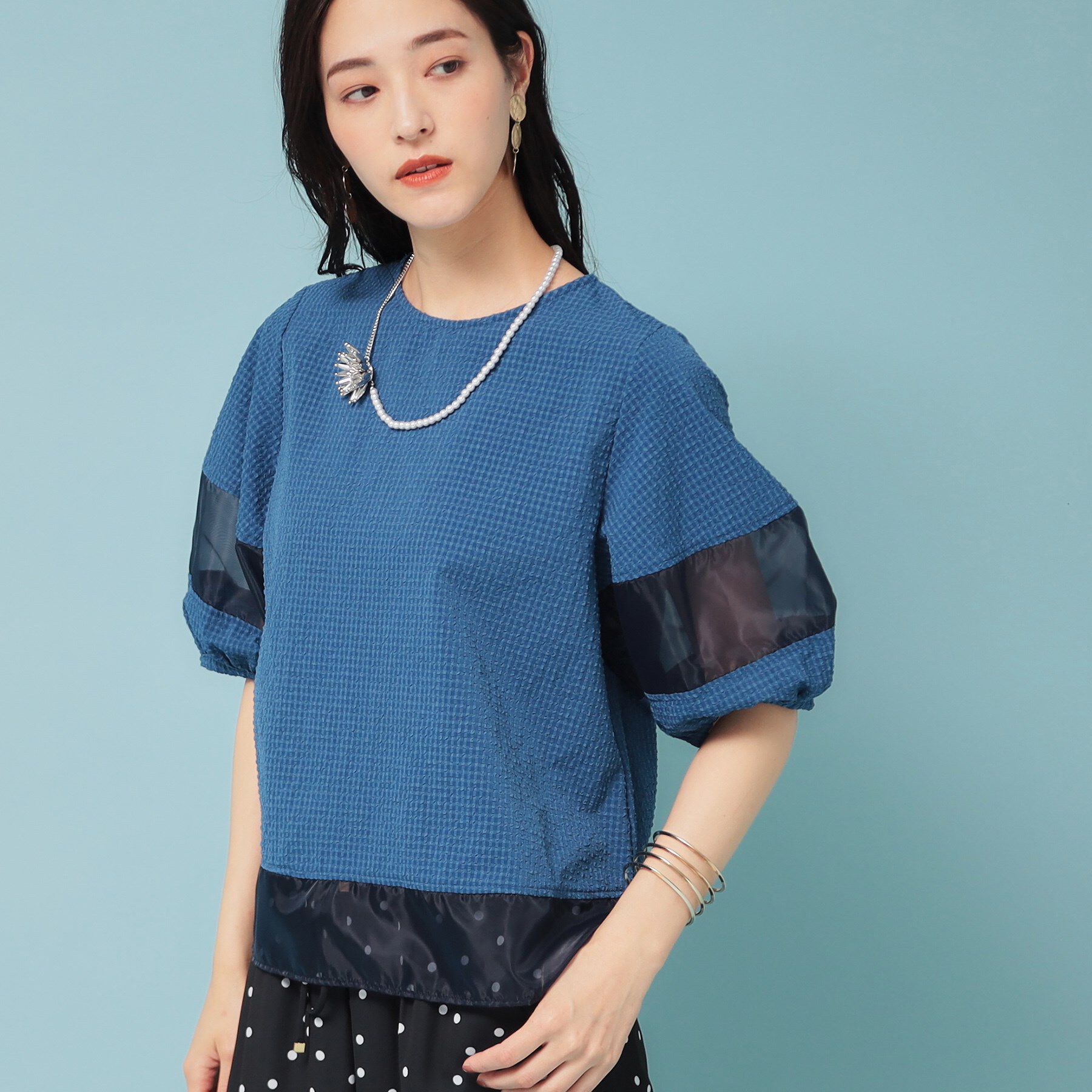 SunaUna「【5分袖】ボリュームパフスリーブトップス」|シャツ・ブラウス|