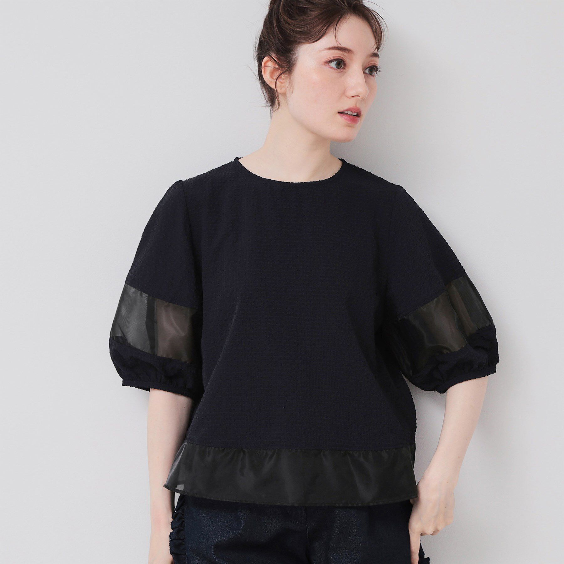SunaUna「【5分袖】ボリュームパフスリーブトップス」|シャツ・ブラウス|