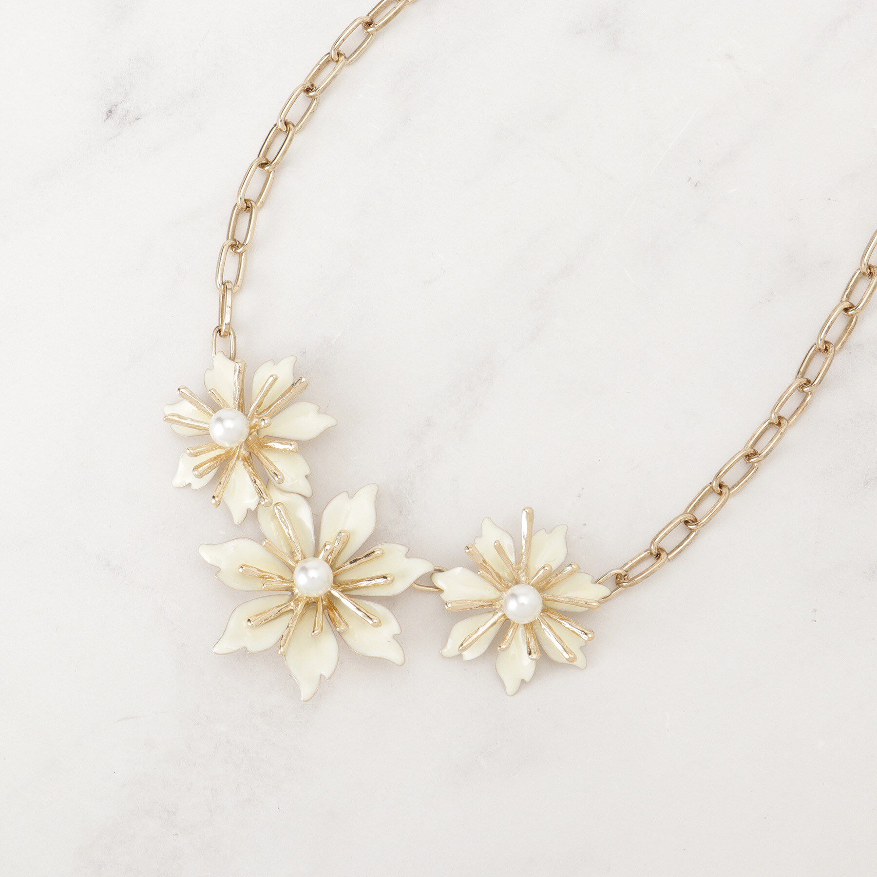 SunaUna「【フェイクパール付】フラワーモチーフショートネックレス」|ネックレス|
