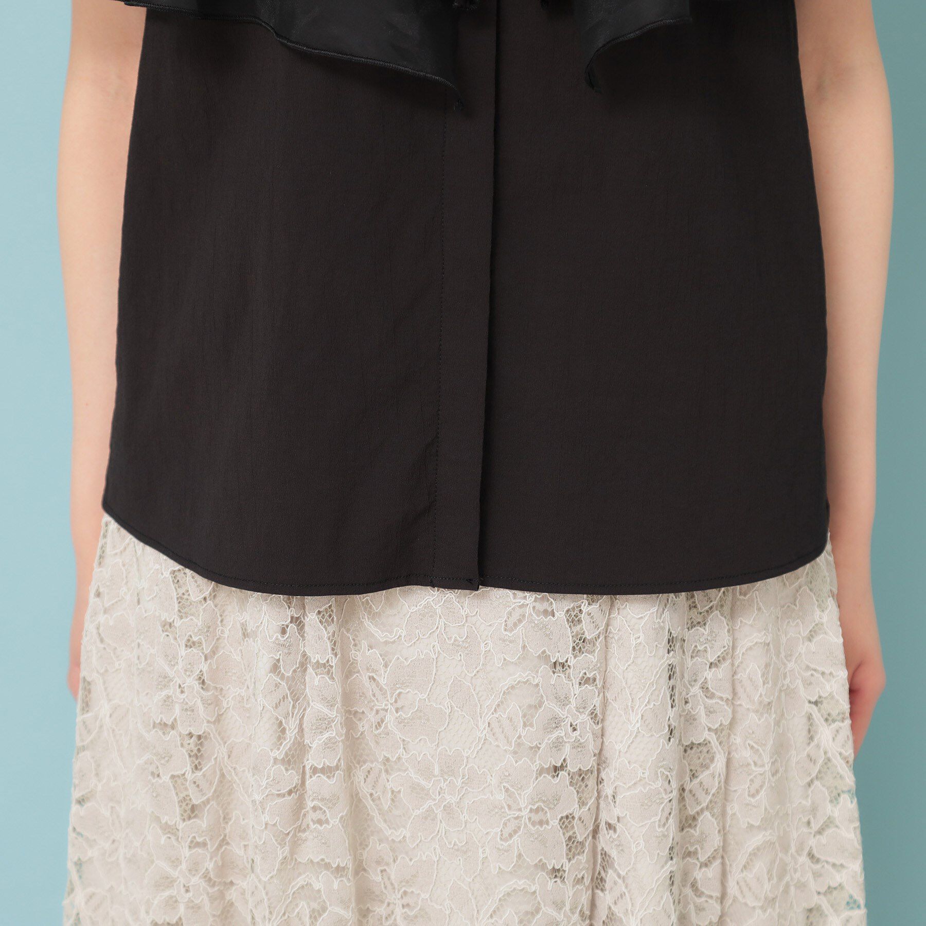 SunaUna「【２段フリル 】ケープカラーブラウス」|シャツ・ブラウス|