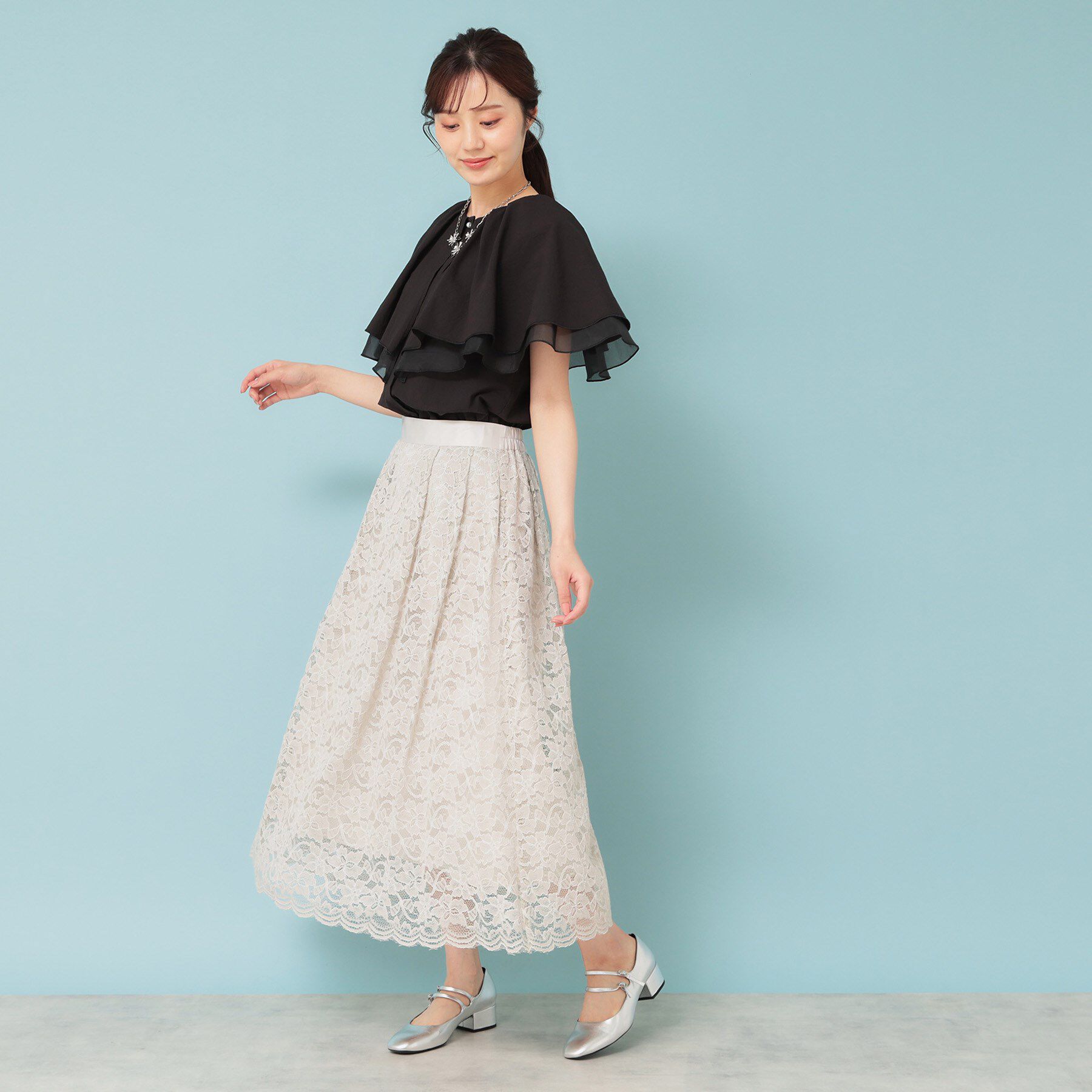 SunaUna「【２段フリル 】ケープカラーブラウス」|シャツ・ブラウス|