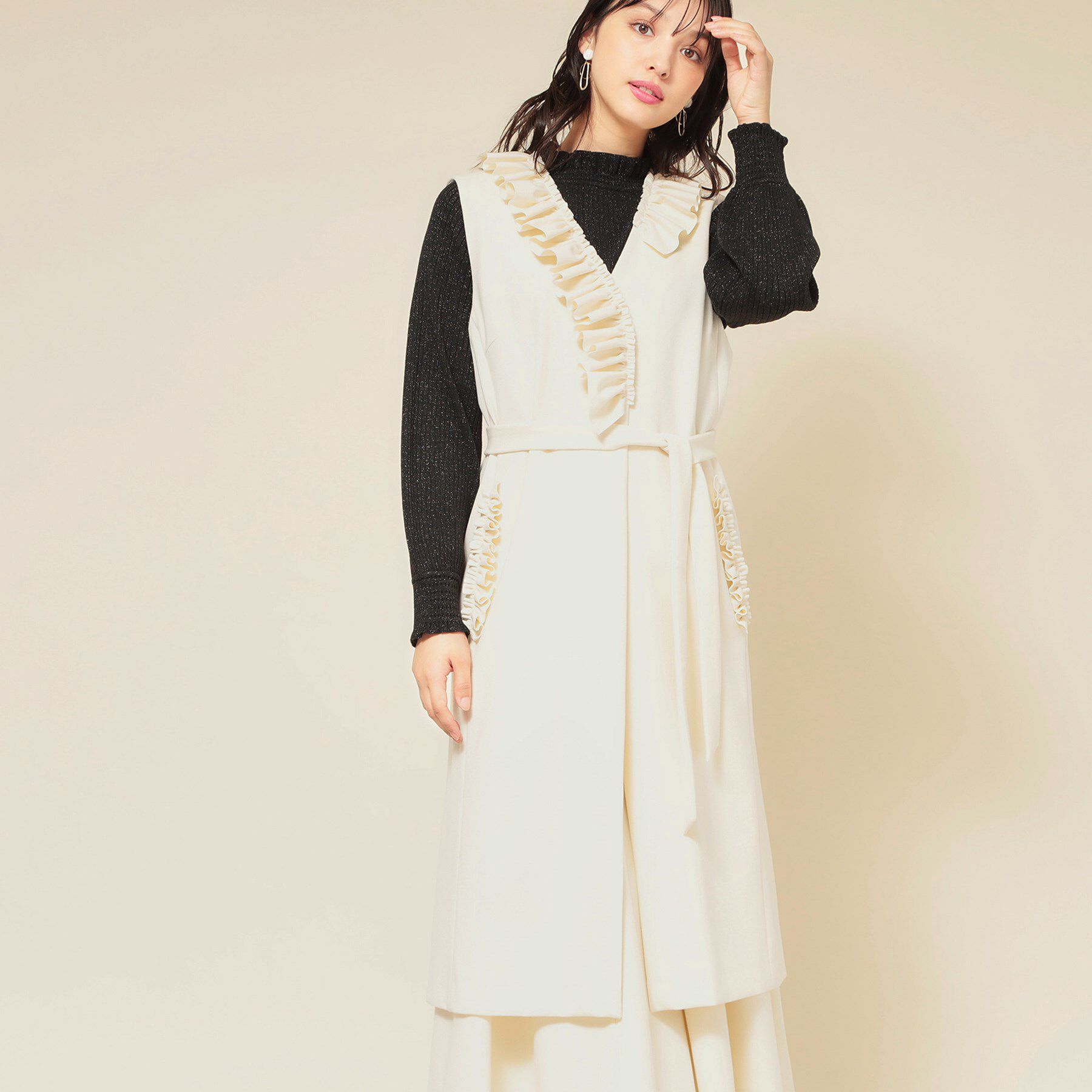 SunaUna「【COLLECTION LINE】フリルスリーブレスジレ」|ベスト・ジレ|