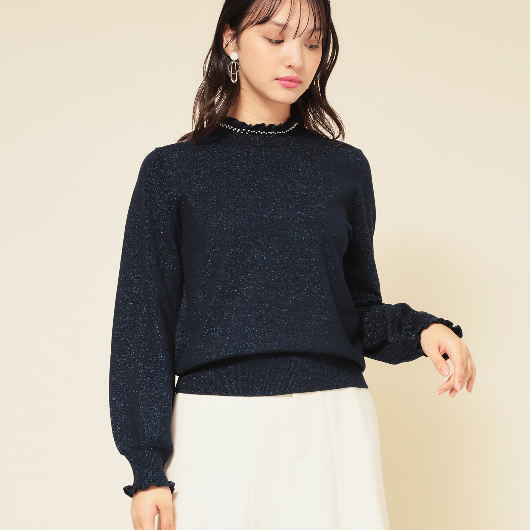 SunaUna「【SS～Lサイズ展開／6色展開】パール調ニット」|ニット・セーター|