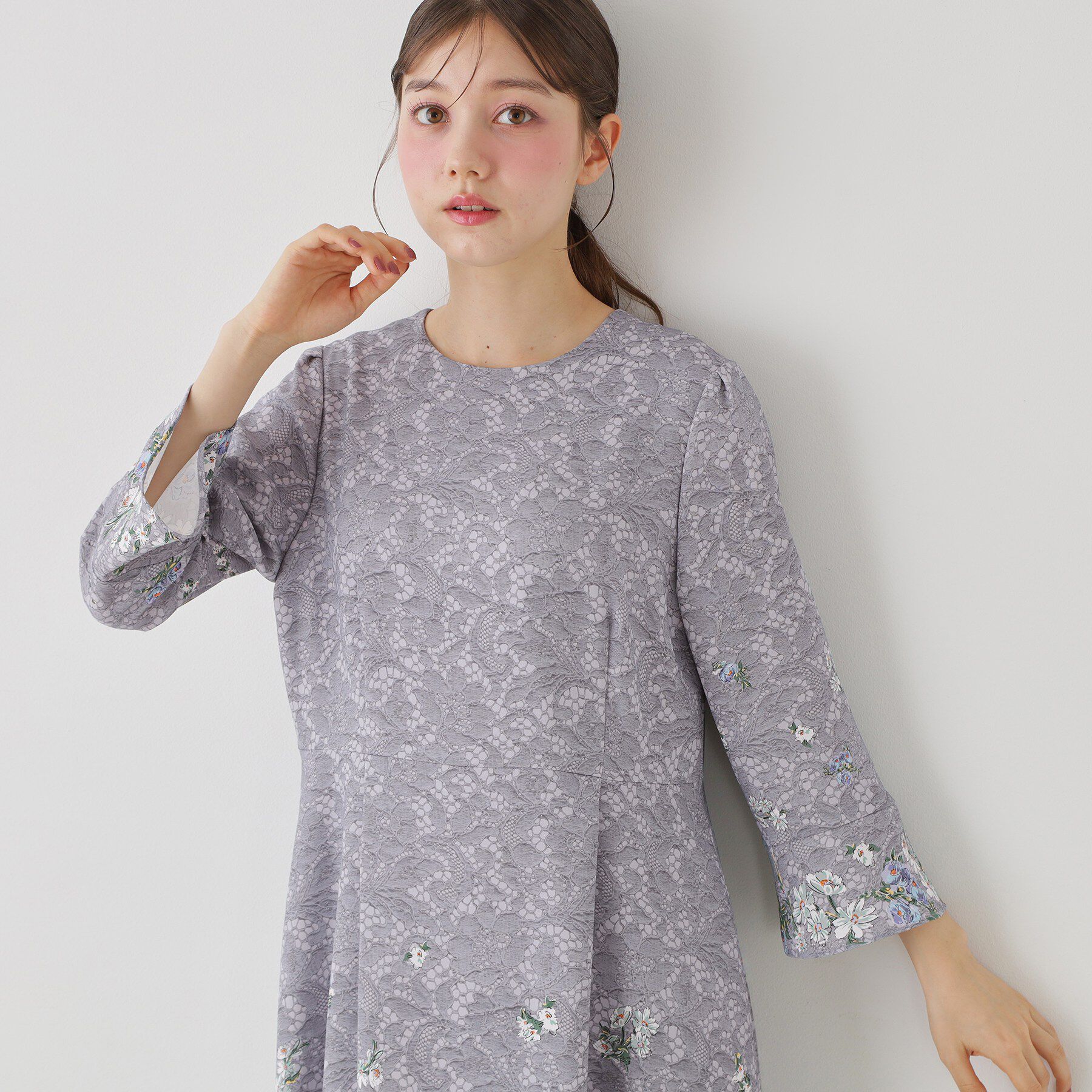 SunaUna「【co creation and yours／SS～L】レースプリントワンピース」|ワンピース|