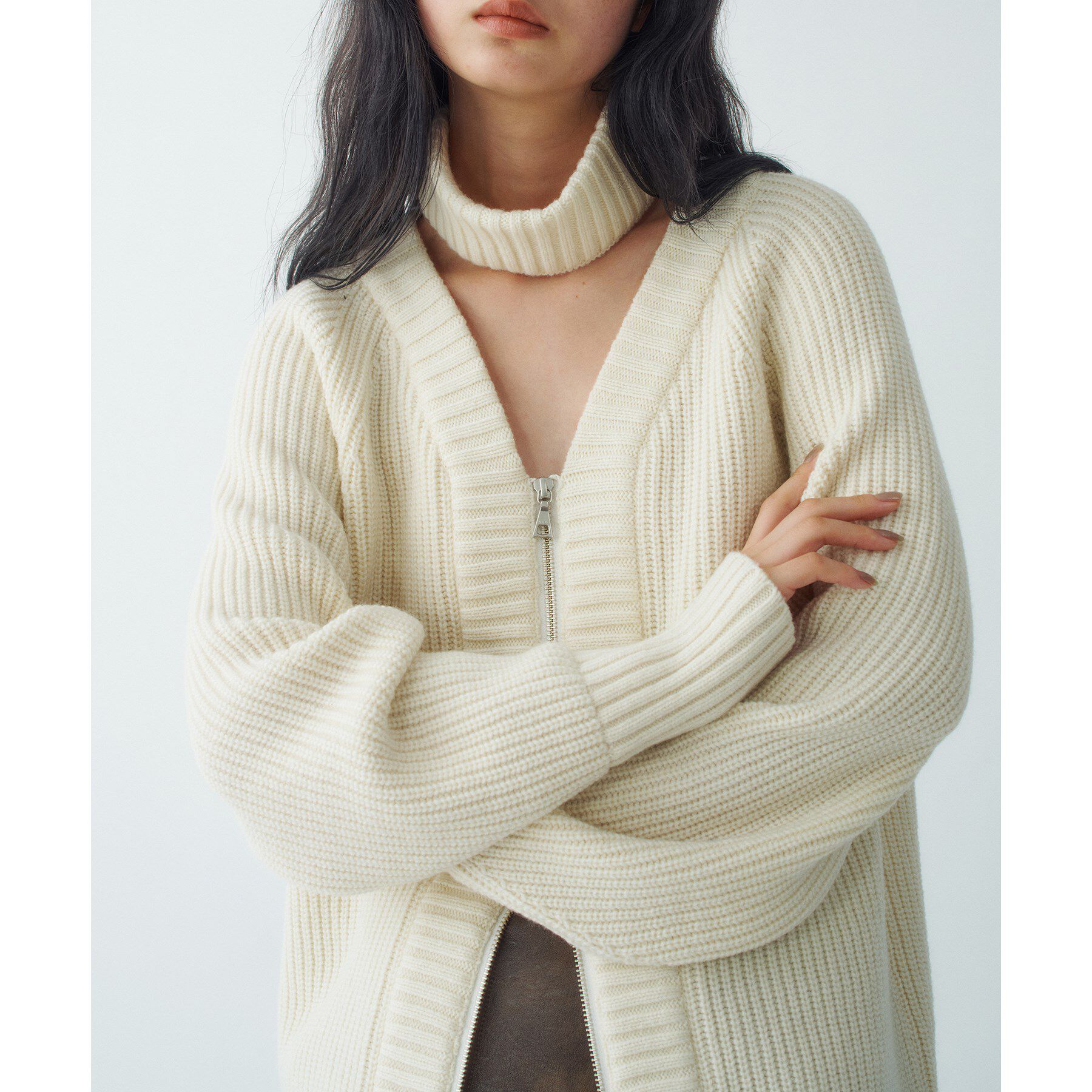 CODE A「dual form zip knit」|カーディガン|オフホワイト(003