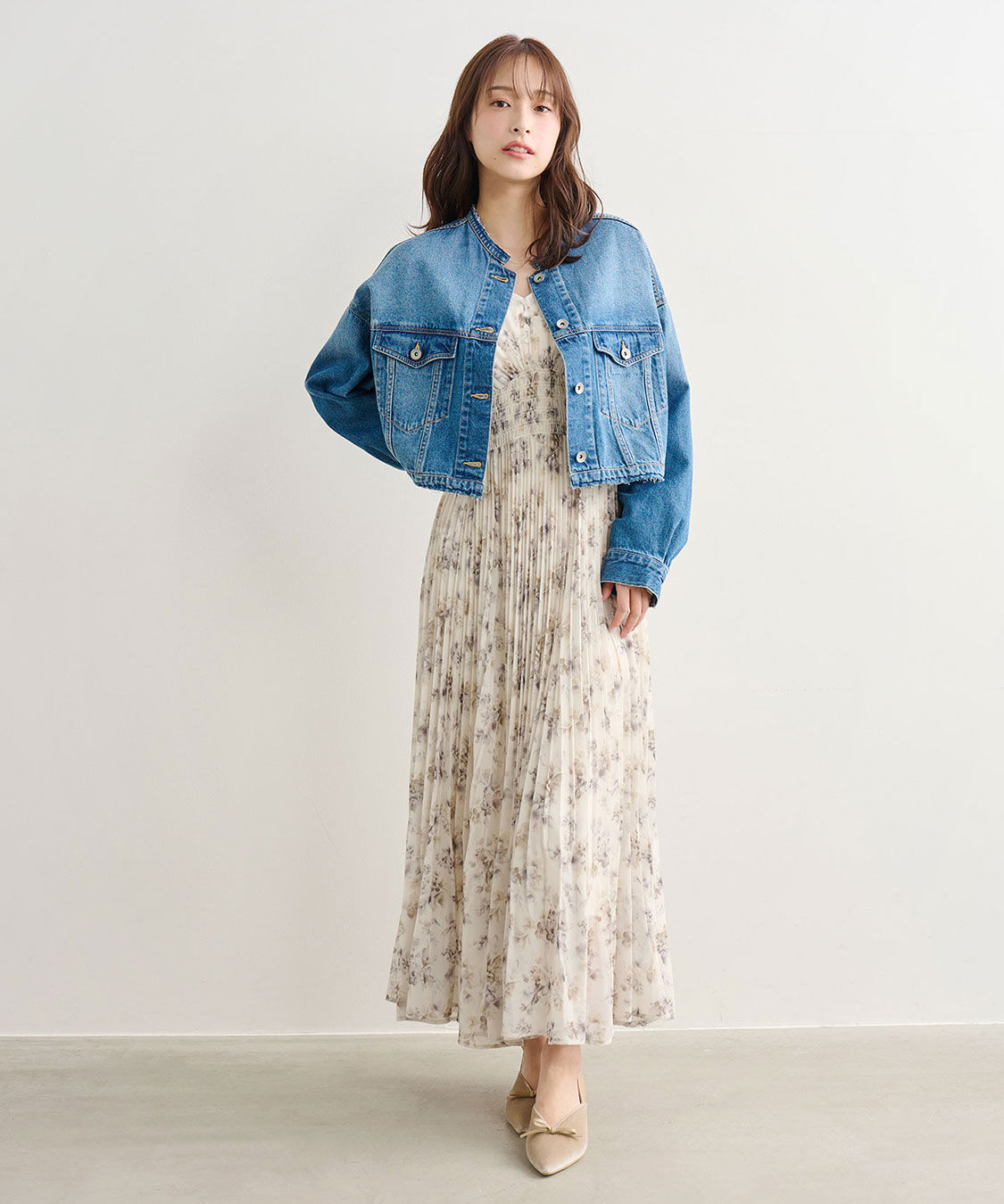 COCO DEAL「リメイク風ノーカラーGジャン」|デニムジャケット|