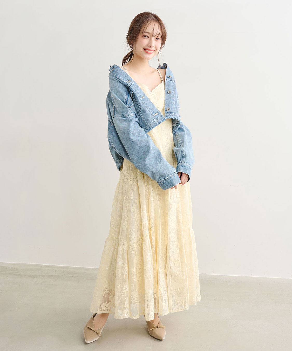 COCO DEAL「リメイク風ノーカラーGジャン」|デニムジャケット|