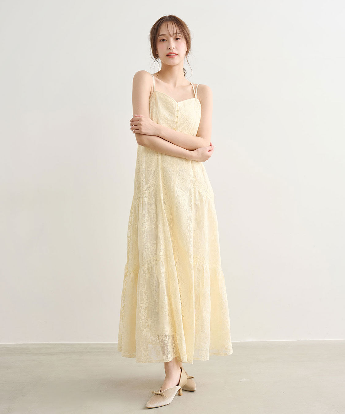 COCO DEAL「レースティアードキャミワンピース」|ワンピース|