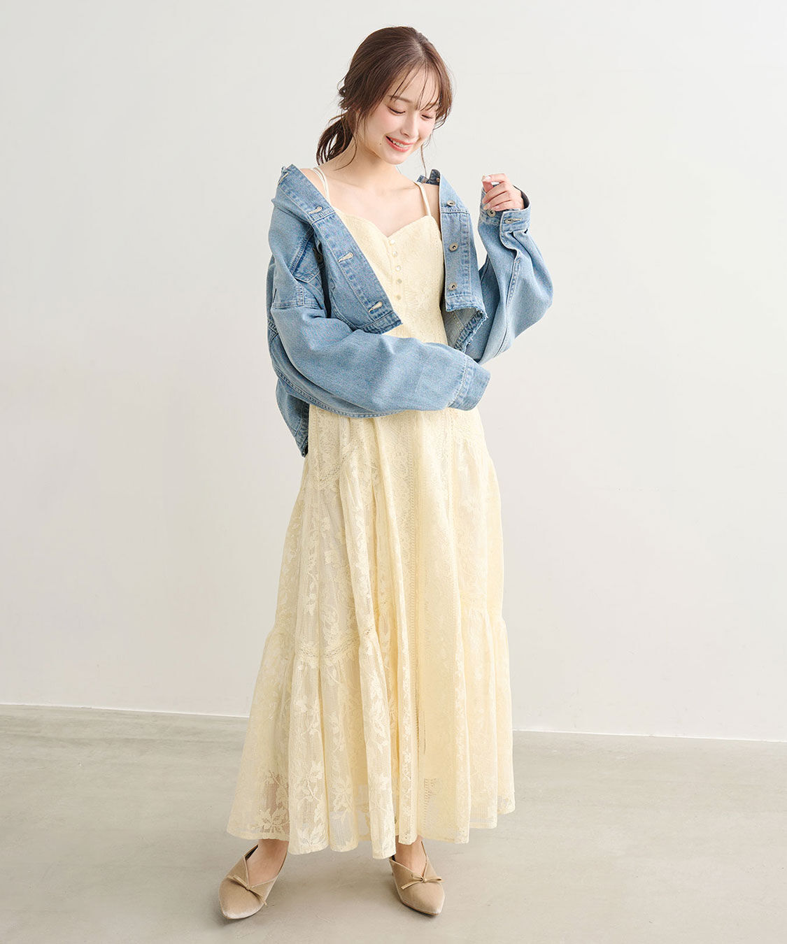 COCO DEAL「レースティアードキャミワンピース」|ワンピース|