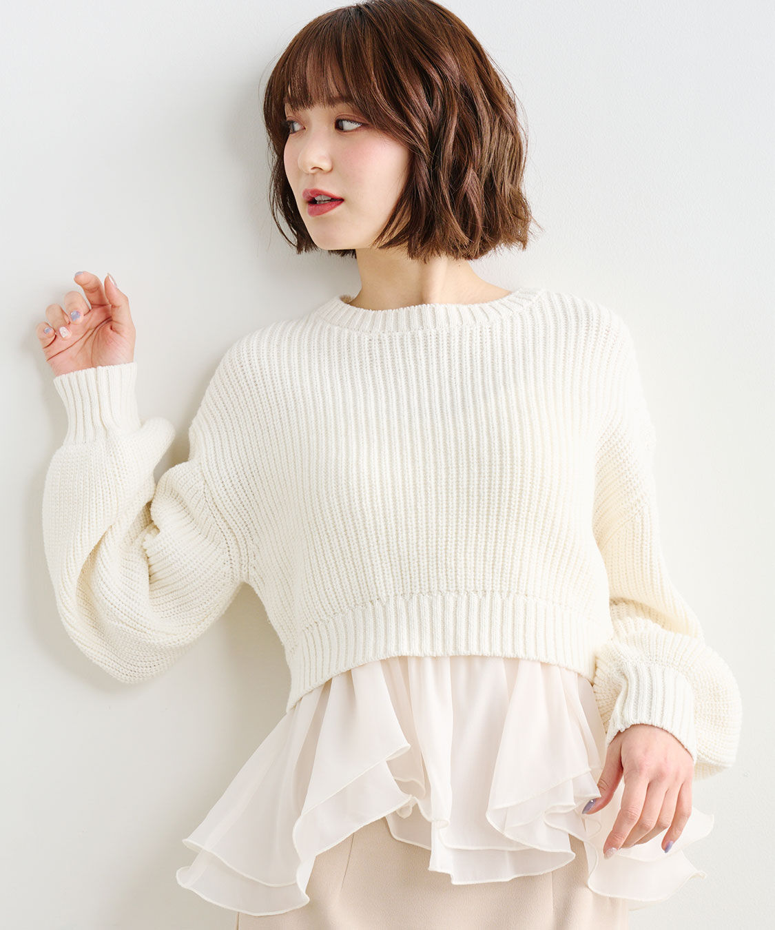 COCO DEAL「ペプラムブラウス&times;パフスリーブニットセット」|シャツ・ブラウス|