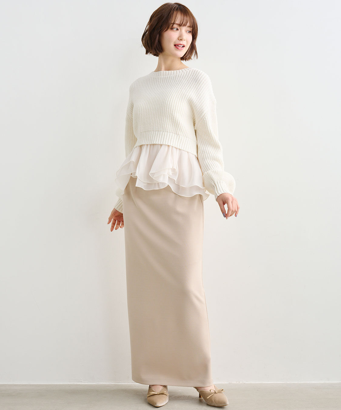 COCO DEAL「ペプラムブラウス&times;パフスリーブニットセット」|シャツ・ブラウス|