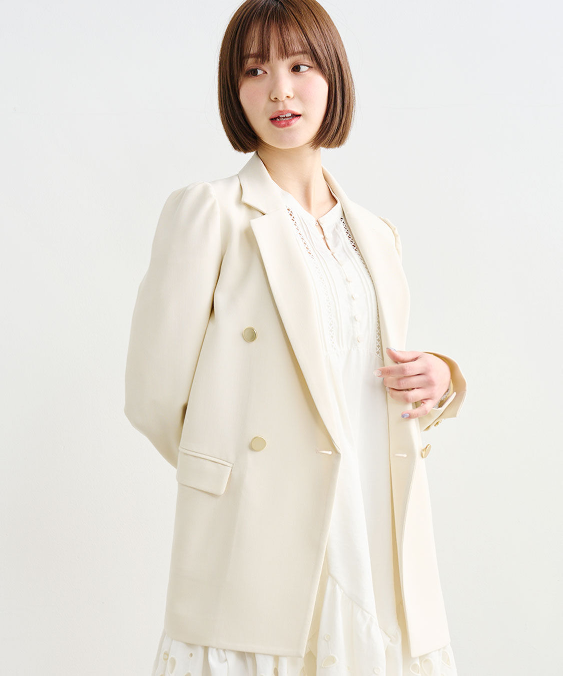 COCO DEAL「パフスリーブジャケット」|テーラードジャケット|ライトベージュ