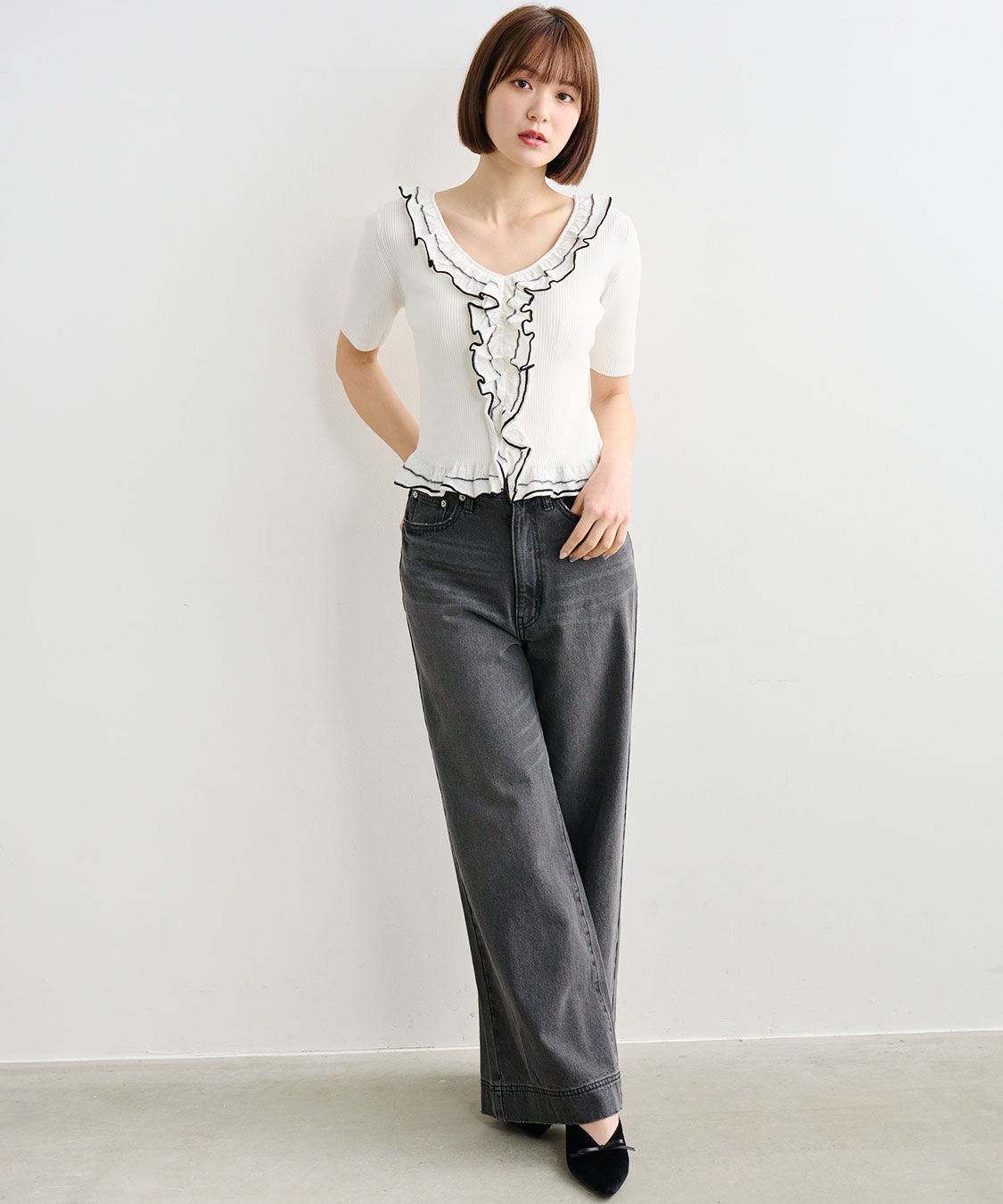 COCO DEAL「フレアワイドデニムパンツ」|デニム|