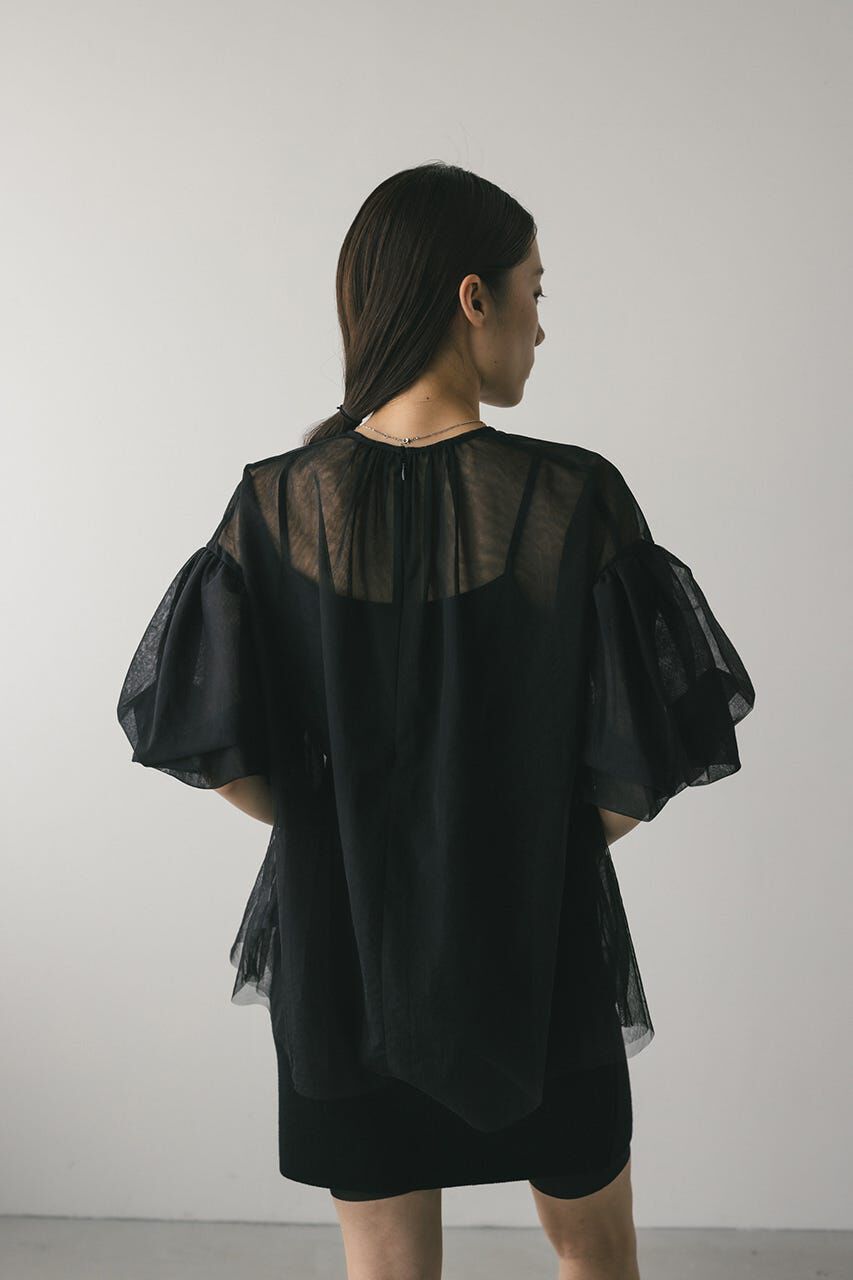 STYLEMIXER「ギャザースリーブチュールトップ」|シャツ・ブラウス|