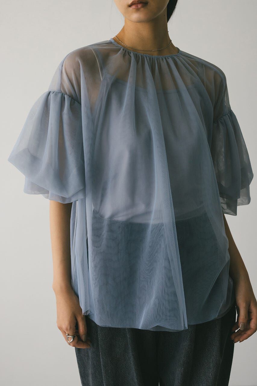 STYLEMIXER「ギャザースリーブチュールトップ」|シャツ・ブラウス|