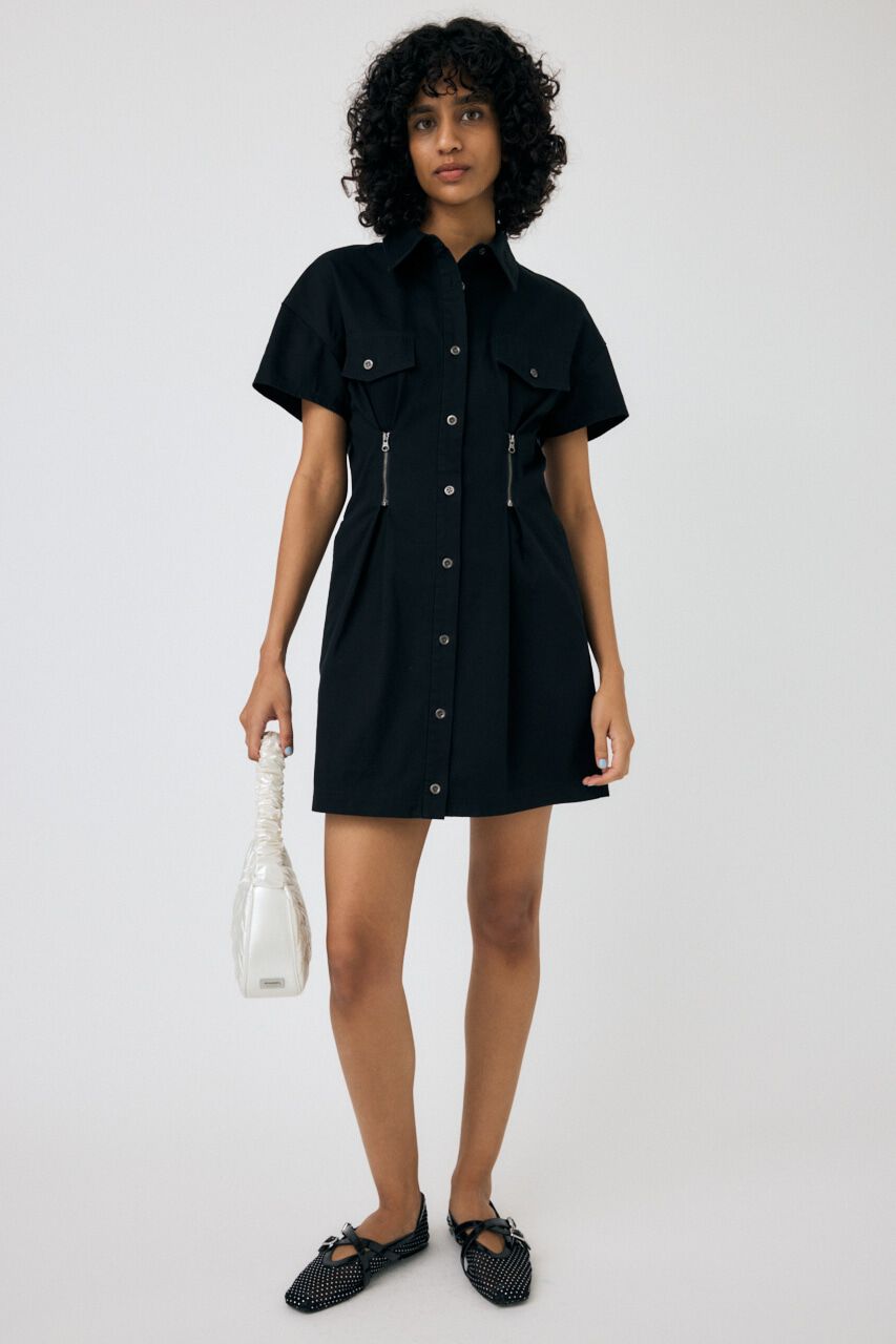 MOUSSY「WAIST ZIP UP ドレス」|ワンピース|BLK