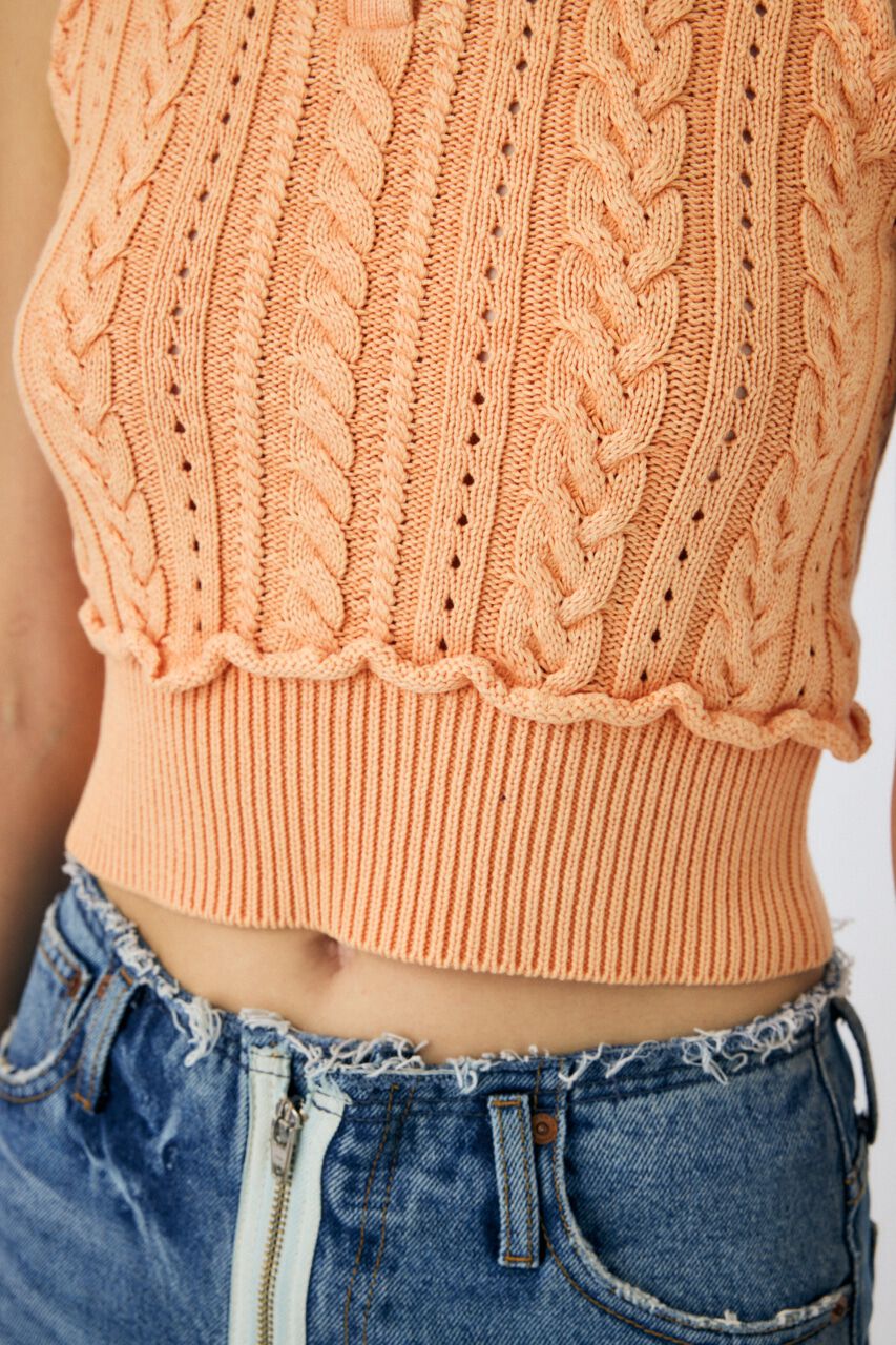 MOUSSY「CABLE KNIT POLO タンク」|タンクトップ|